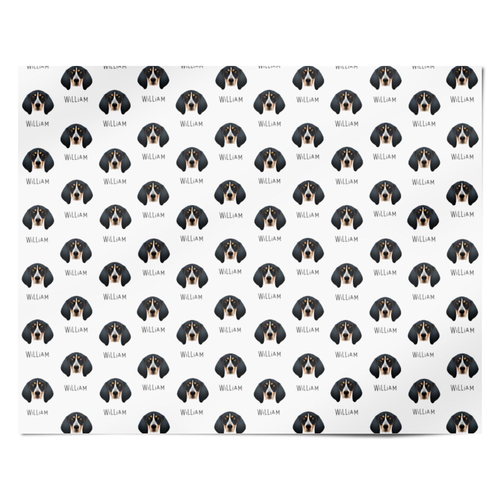 Bluetick Coonhound Icon with Name Personalised Wrapping Paper Alternative