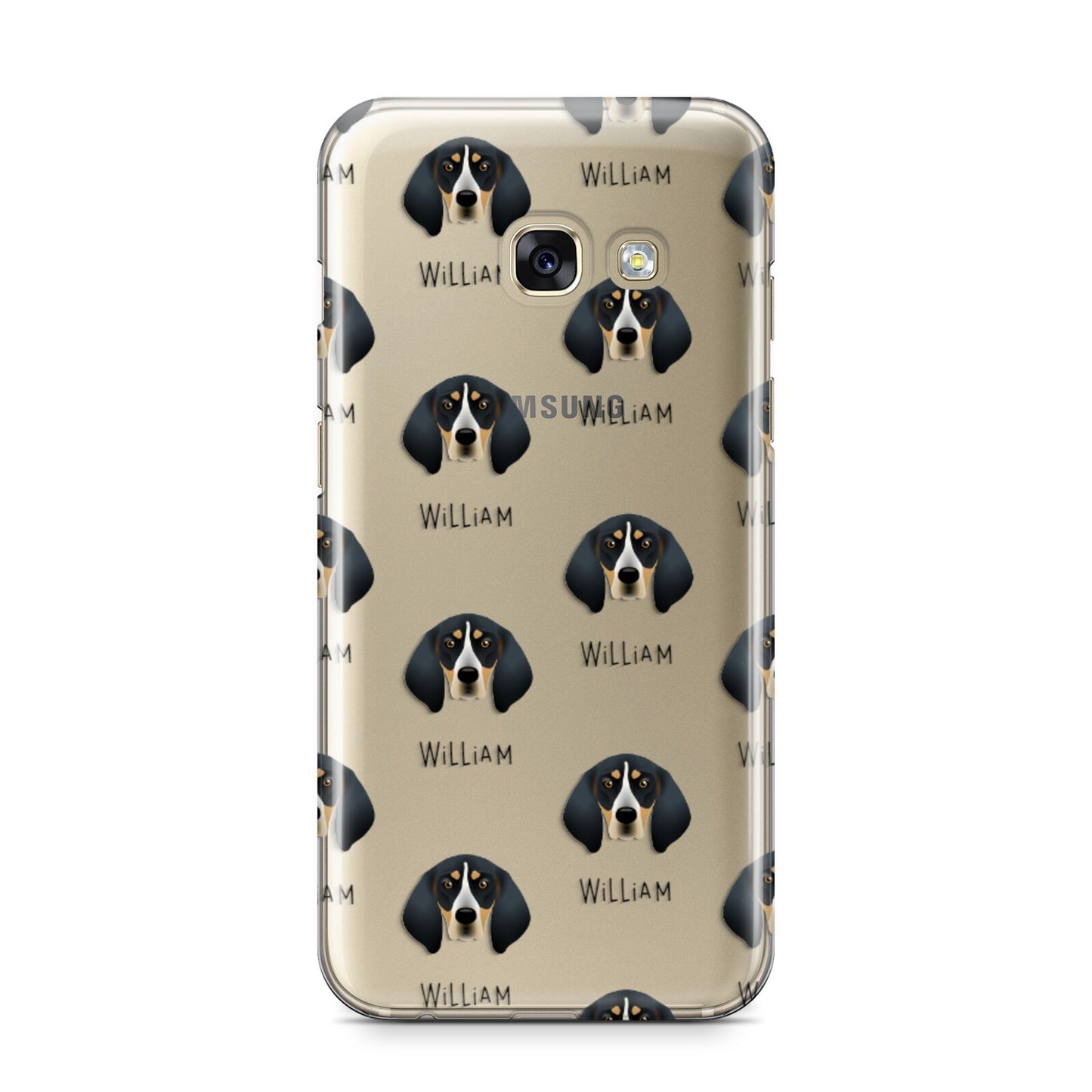Bluetick Coonhound Icon with Name Samsung Galaxy A3 2017 Case on gold phone