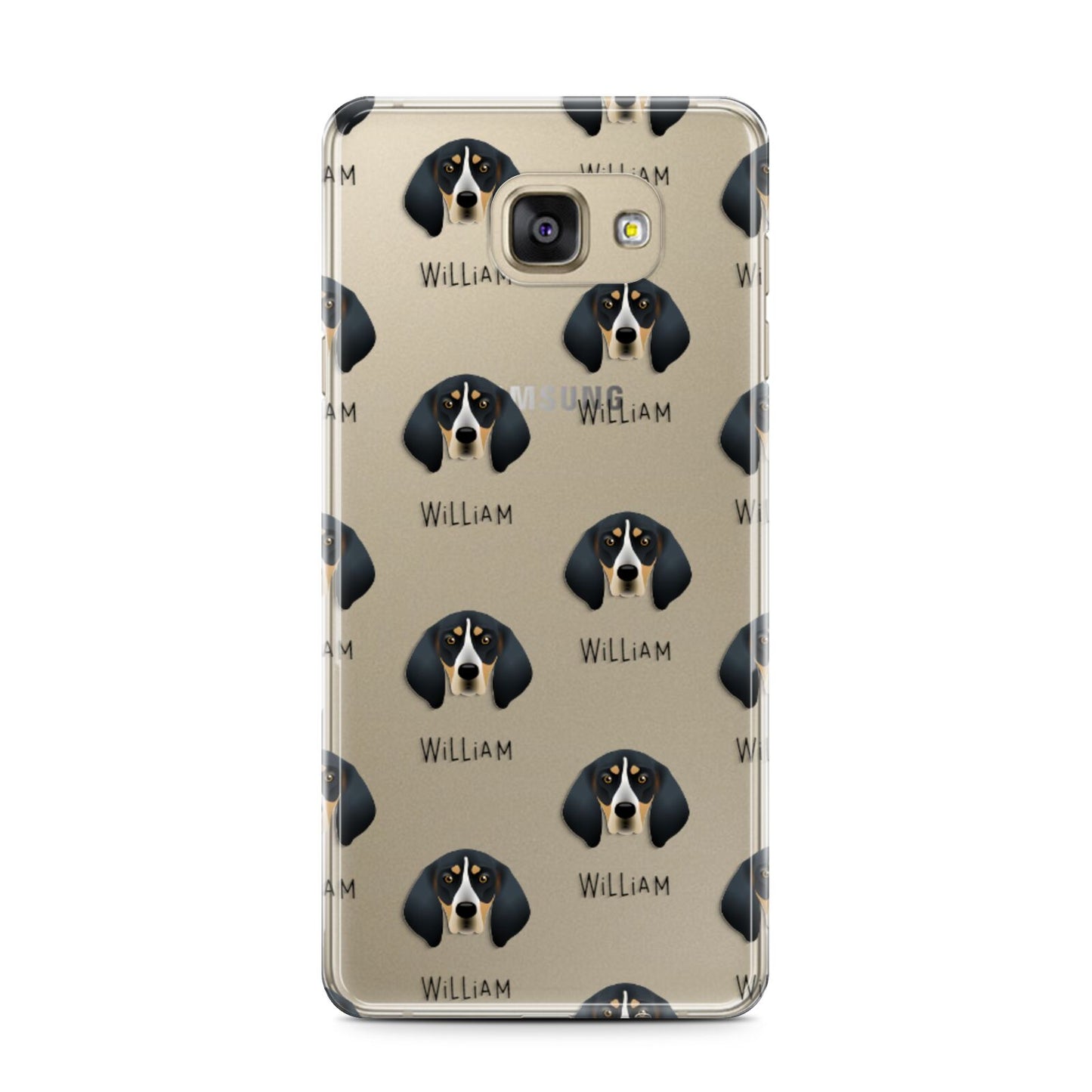 Bluetick Coonhound Icon with Name Samsung Galaxy A7 2016 Case on gold phone
