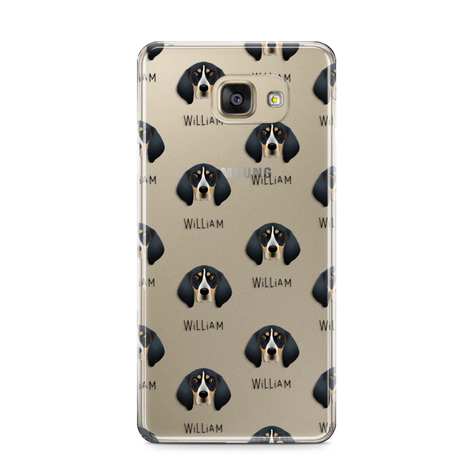 Bluetick Coonhound Icon with Name Samsung Galaxy A9 2016 Case on gold phone