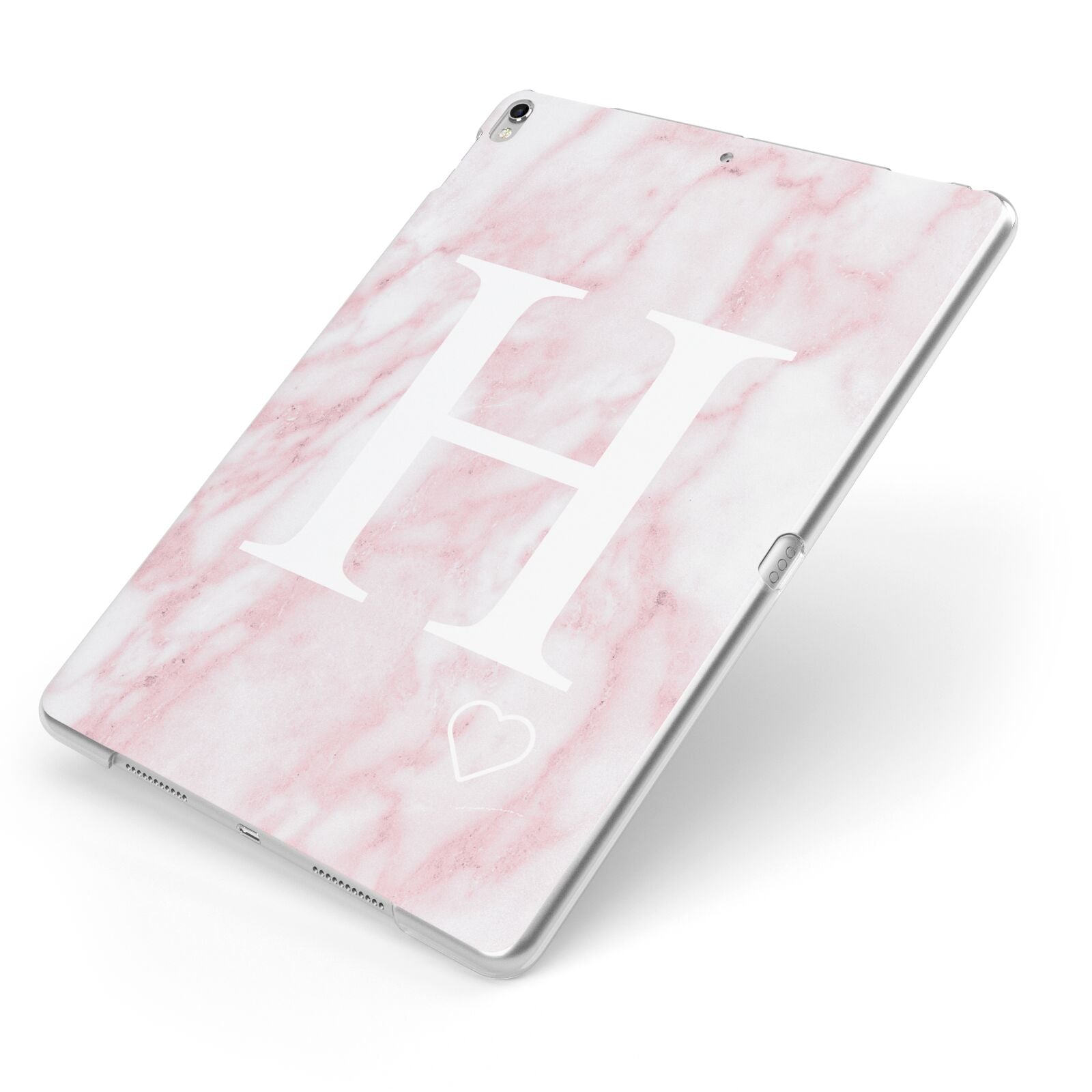 Blush Marble Custom Initial Personalised Apple iPad Case on Silver iPad Side View