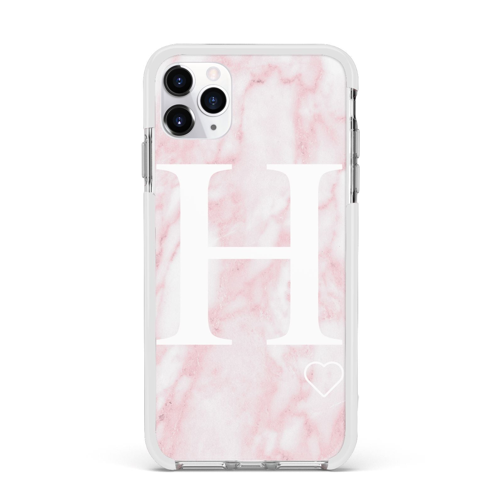 Blush Marble Custom Initial Personalised Apple iPhone 11 Pro Max in Silver with White Impact Case