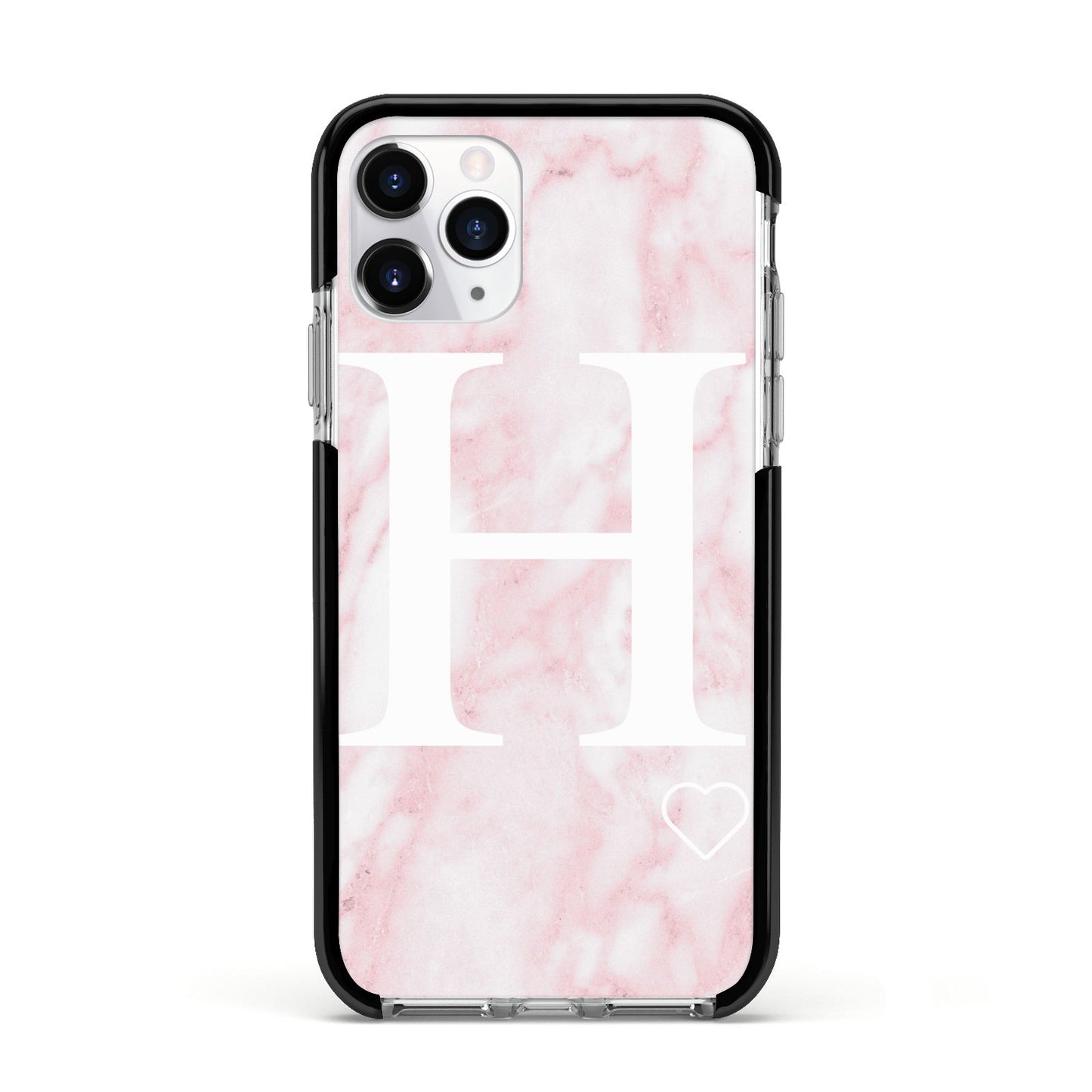 Blush Marble Custom Initial Personalised Apple iPhone 11 Pro in Silver with Black Impact Case