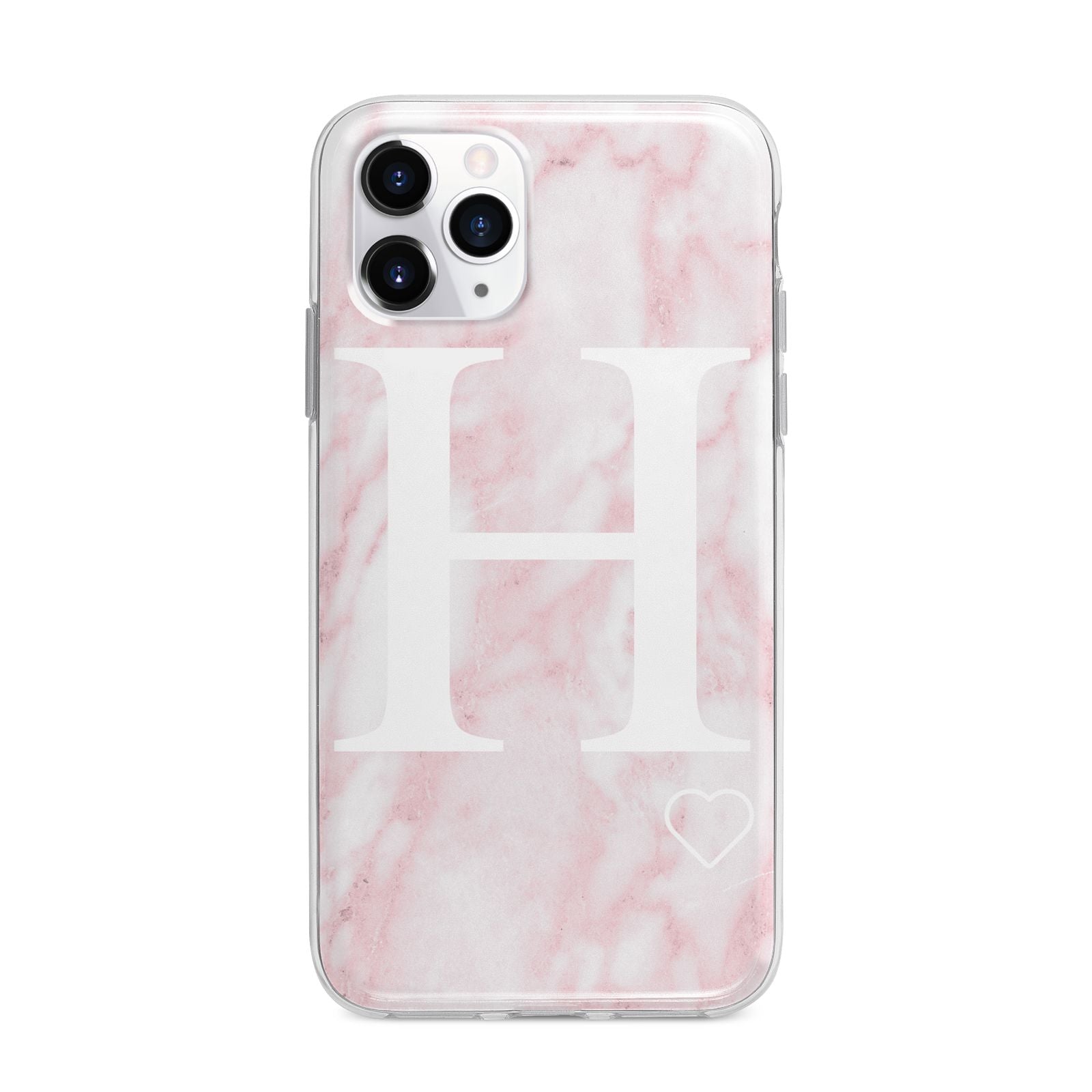 Blush Marble Custom Initial Personalised Apple iPhone 11 Pro in Silver with Bumper Case