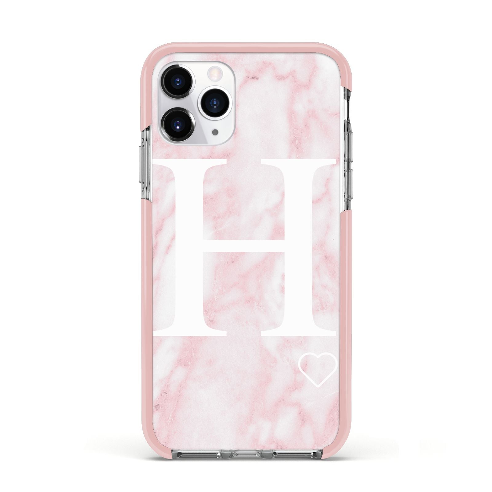 Blush Marble Custom Initial Personalised Apple iPhone 11 Pro in Silver with Pink Impact Case