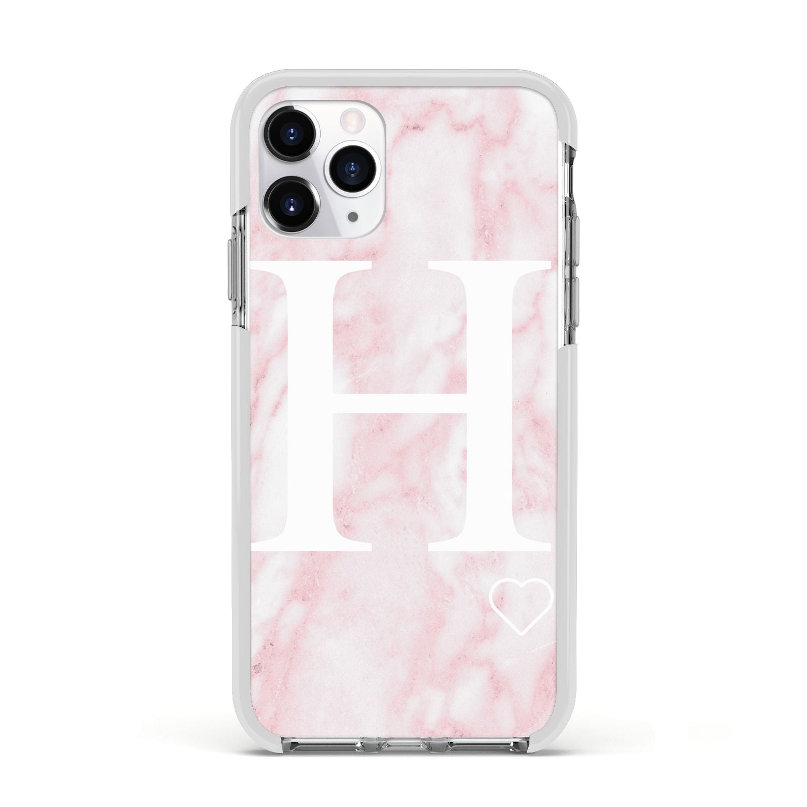 Blush Marble Custom Initial Personalised Apple iPhone 11 Pro in Silver with White Impact Case