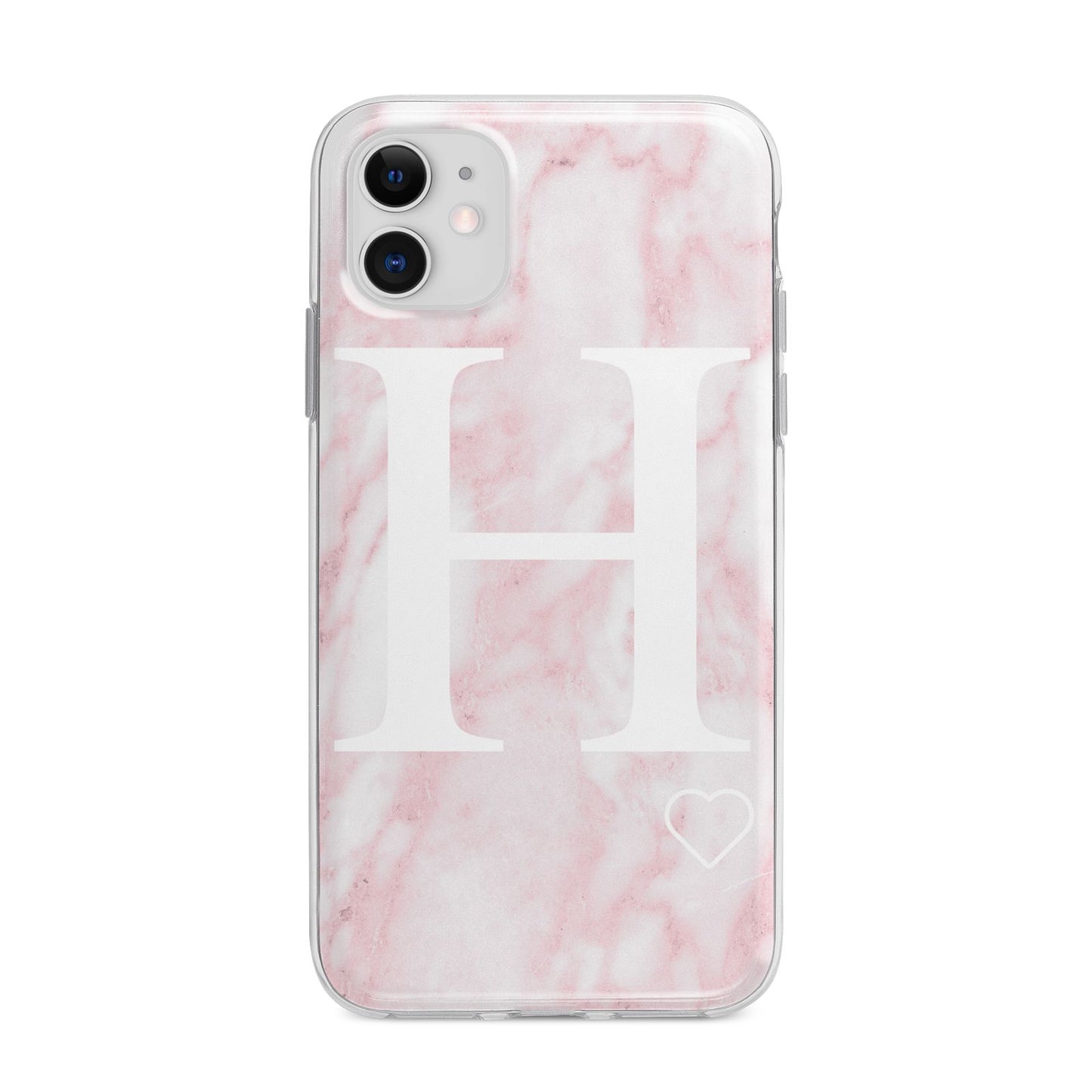 Blush Marble Custom Initial Personalised Apple iPhone 11 in White with Bumper Case