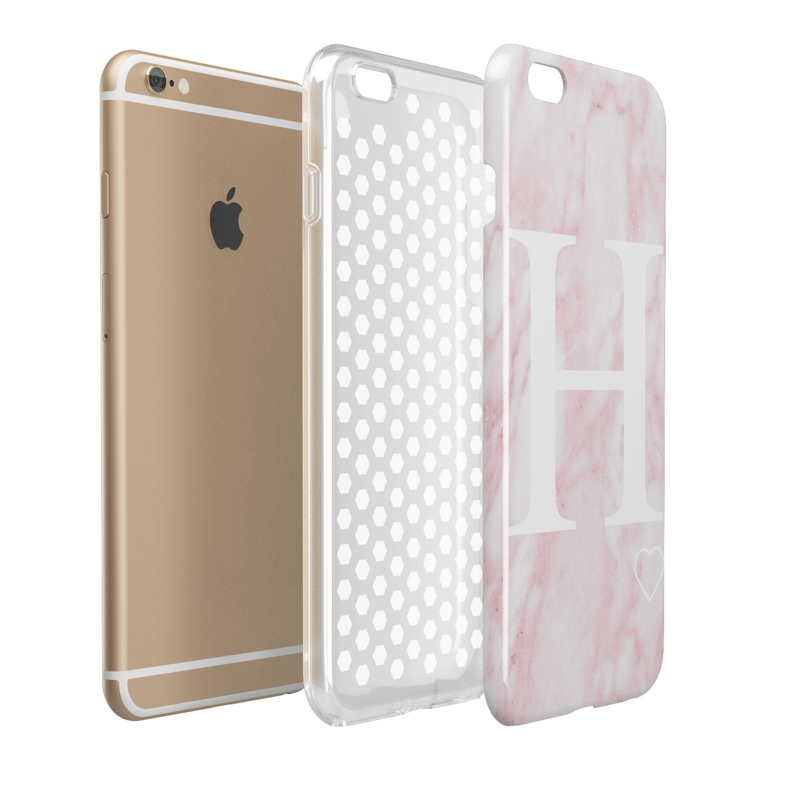 Blush Marble Custom Initial Personalised Apple iPhone 6 Plus 3D Tough Case