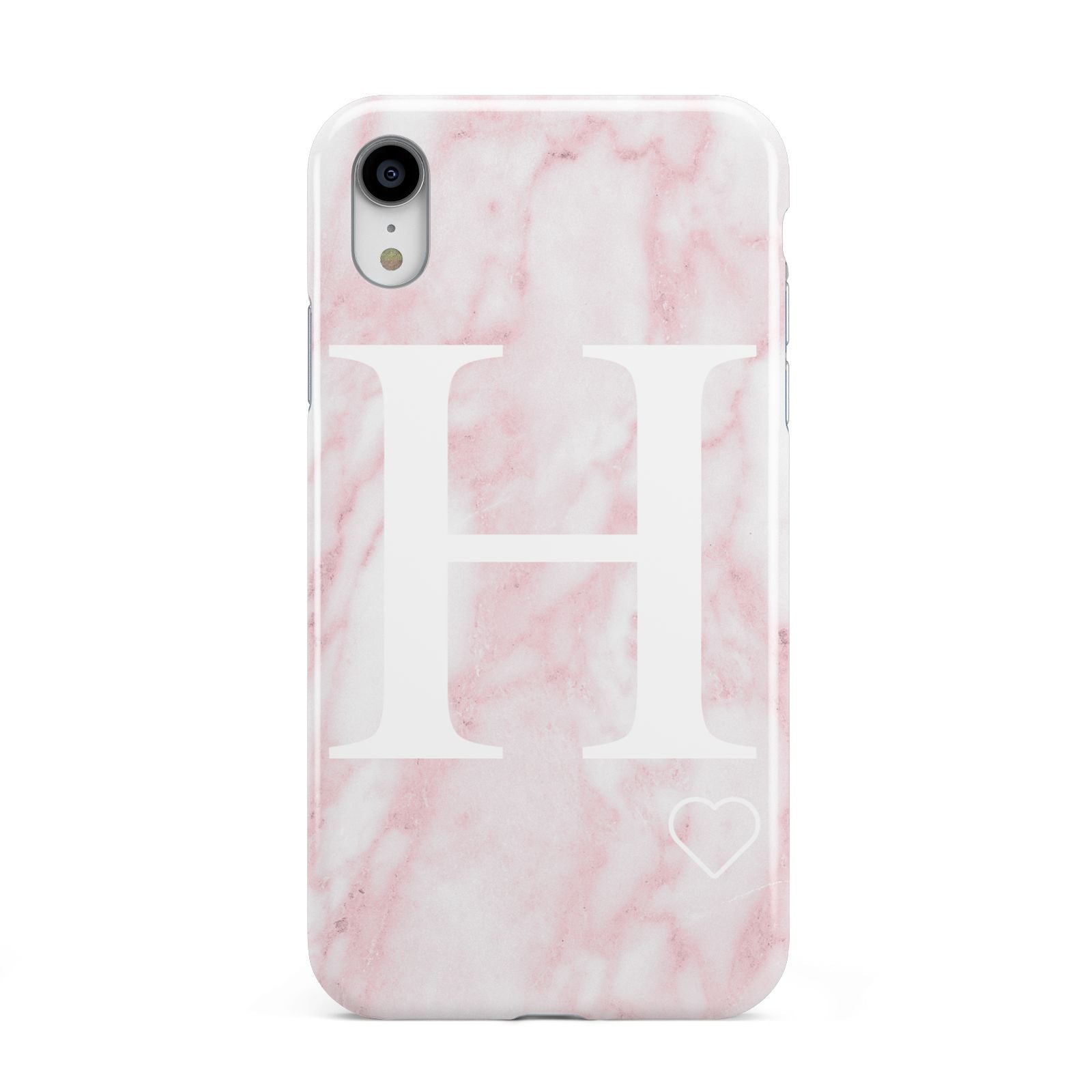 Blush Marble Custom Initial Personalised Apple iPhone XR White 3D Tough Case