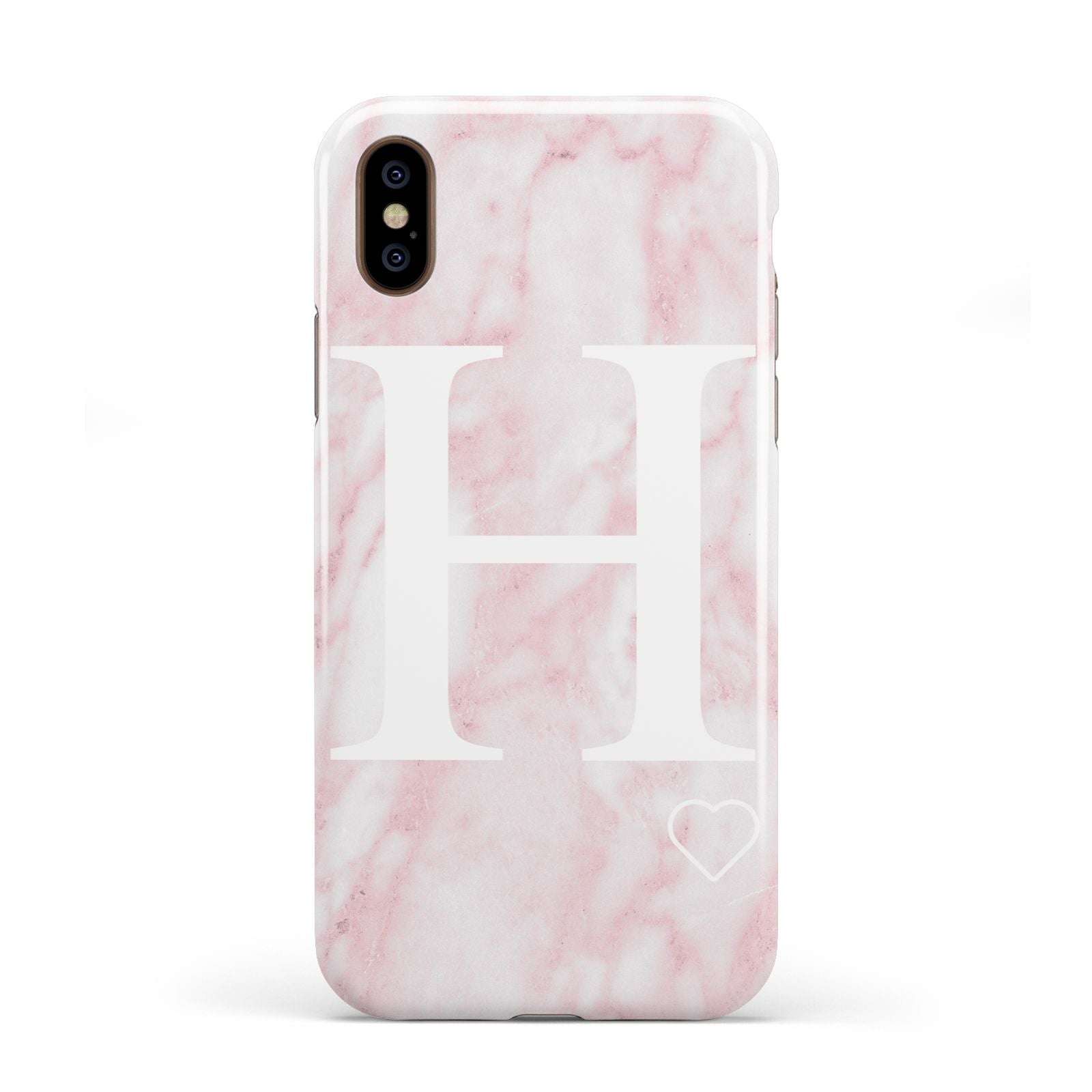 Blush Marble Custom Initial Personalised Apple iPhone XS 3D Tough