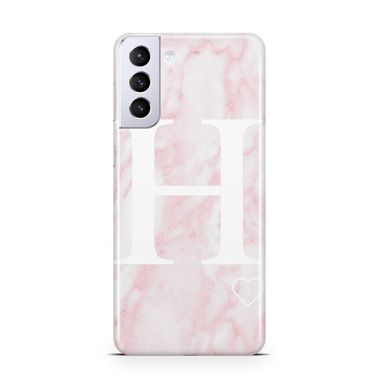 Blush Marble Custom Initial Personalised Samsung S21 Plus Phone Case