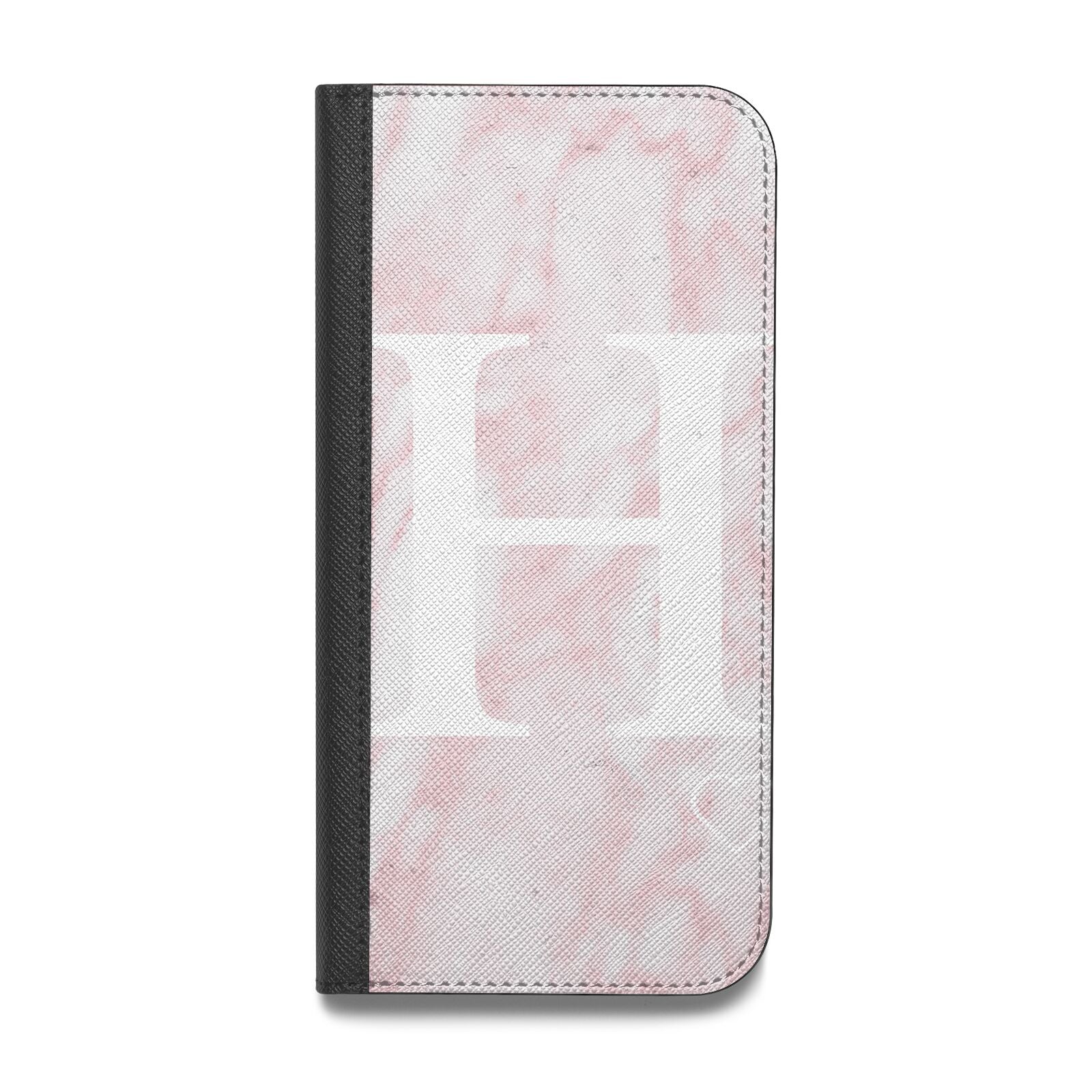 Blush Marble Custom Initial Personalised Vegan Leather Flip iPhone Case