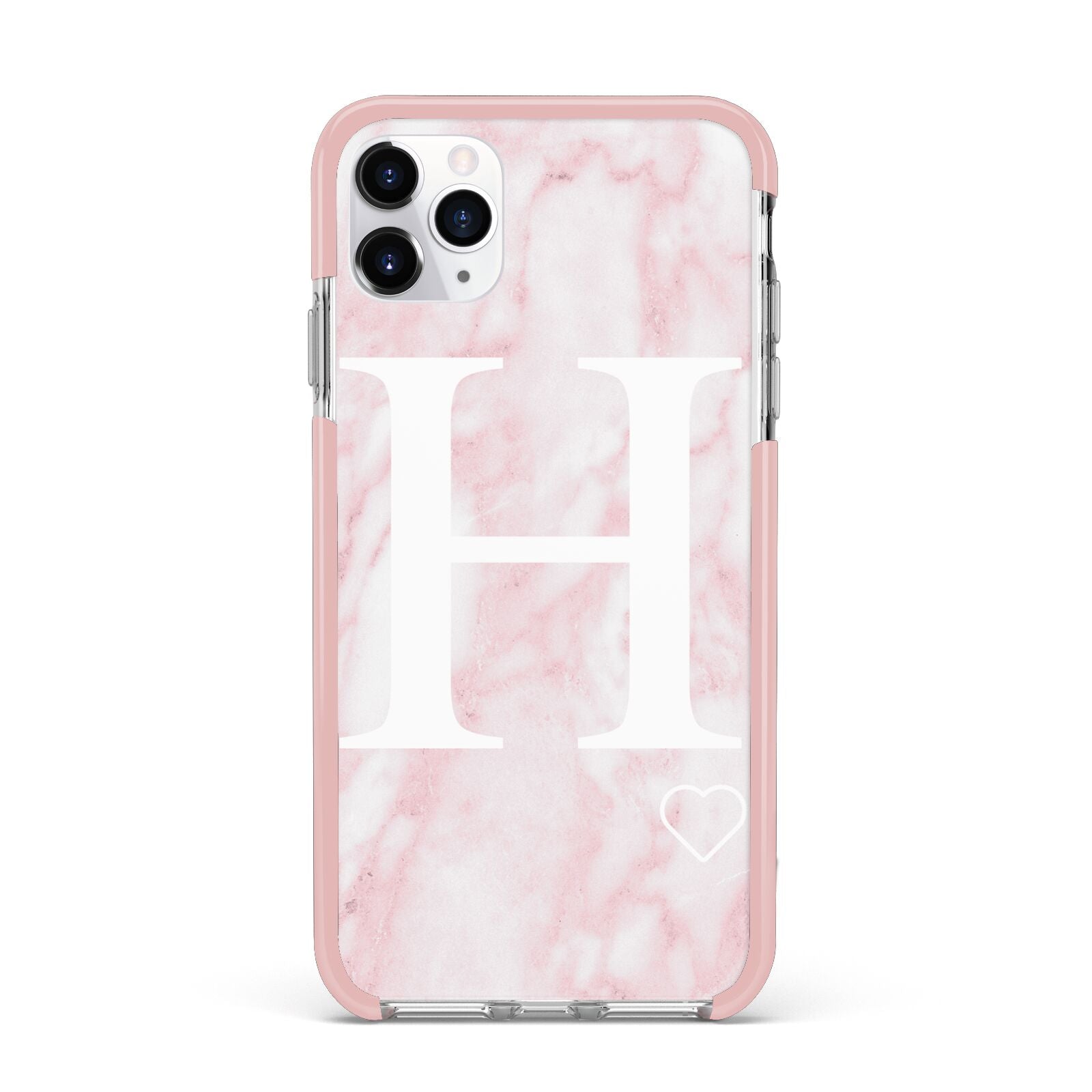 Blush Marble Custom Initial Personalised iPhone 11 Pro Max Impact Pink Edge Case