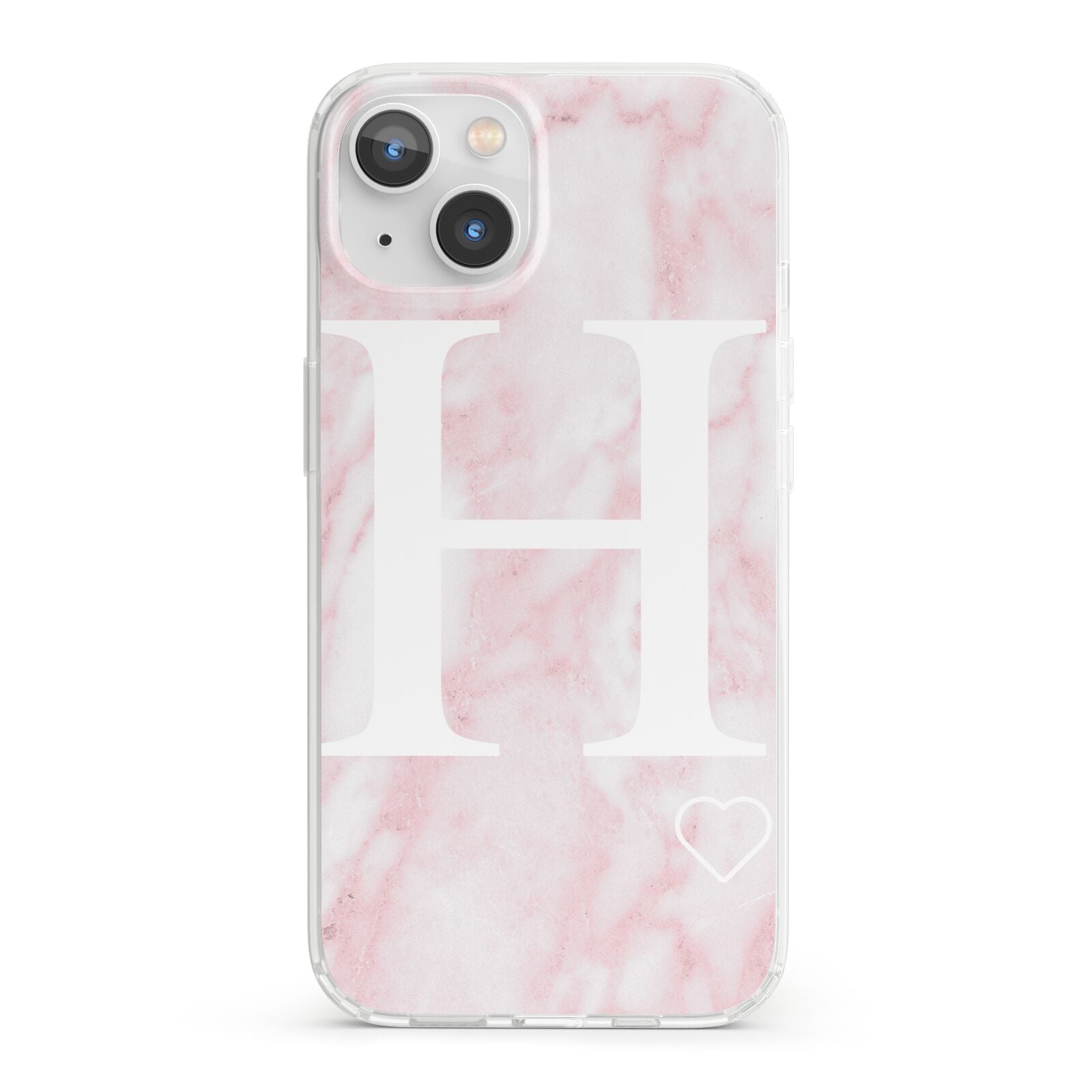 Blush Marble Custom Initial Personalised iPhone 13 Clear Bumper Case