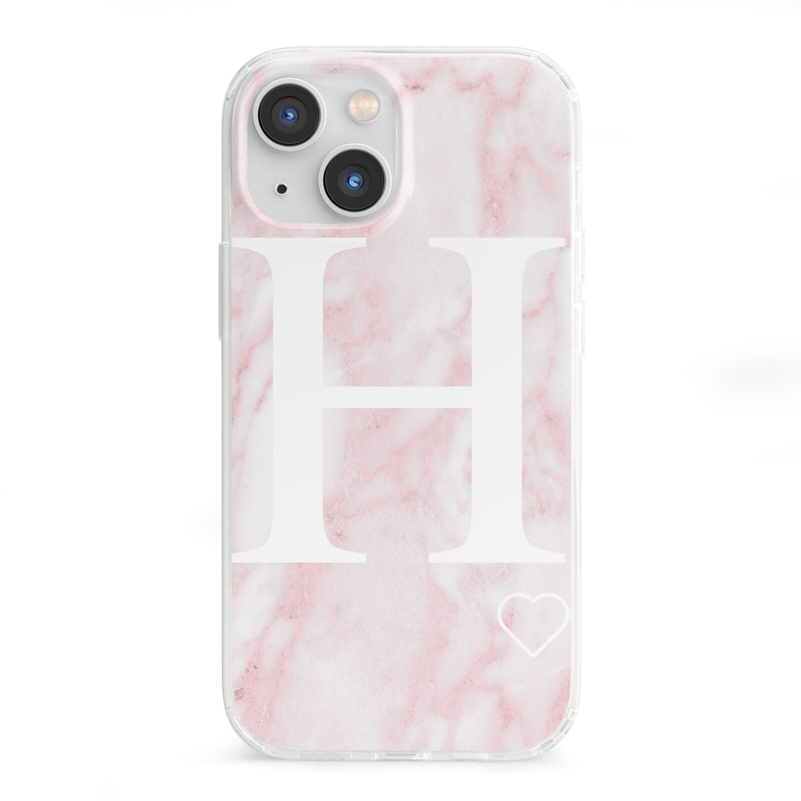 Blush Marble Custom Initial Personalised iPhone 13 Mini Clear Bumper Case