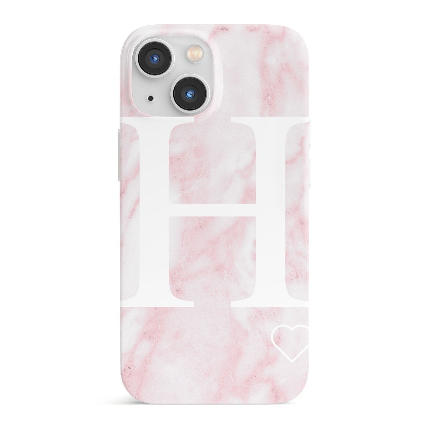 Blush Marble Custom Initial Personalised iPhone 13 Mini Full Wrap 3D Snap Case