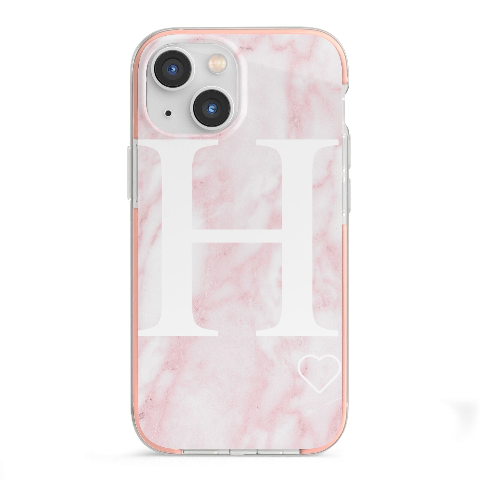 Blush Marble Custom Initial Personalised iPhone 13 Mini TPU Impact Case with Pink Edges