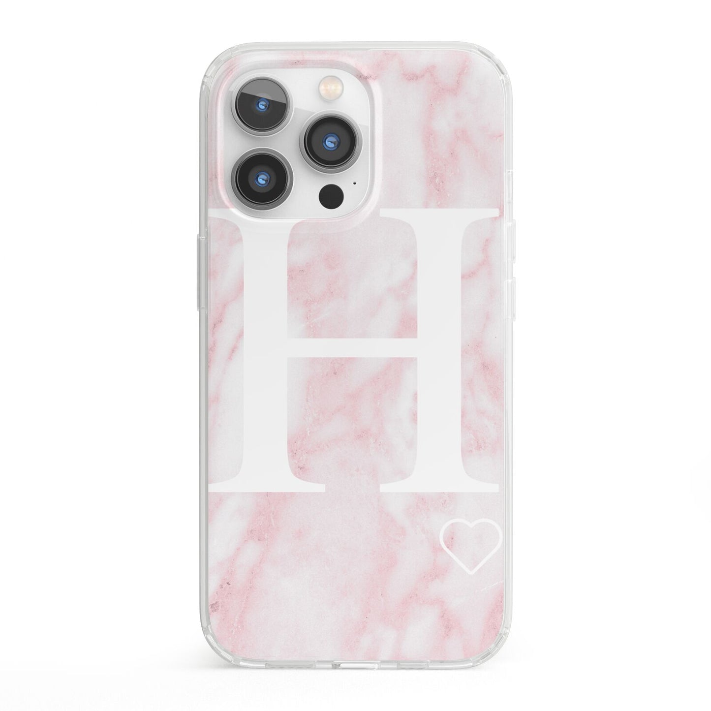 Blush Marble Custom Initial Personalised iPhone 13 Pro Clear Bumper Case