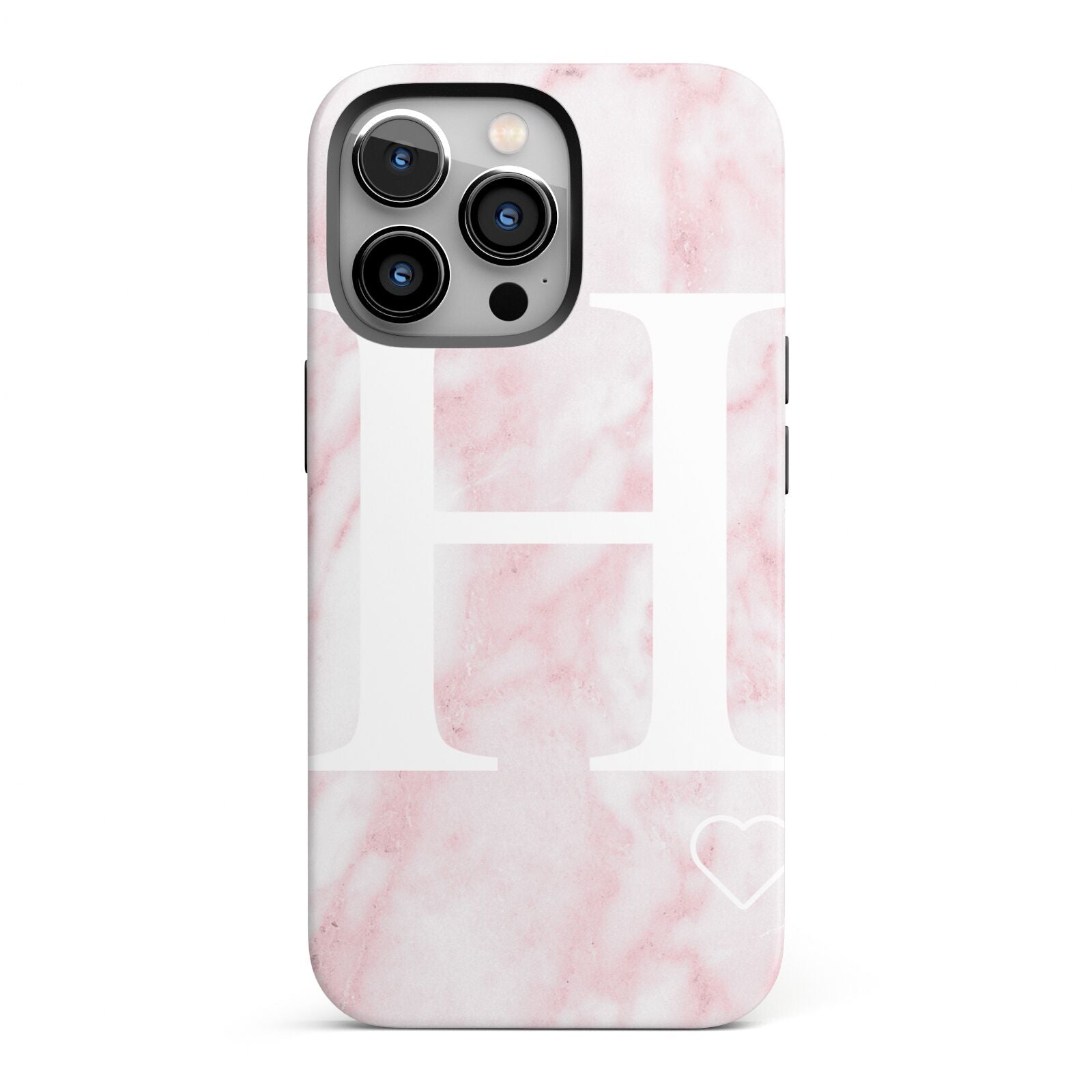 Blush Marble Custom Initial Personalised iPhone 13 Pro Full Wrap 3D Tough Case