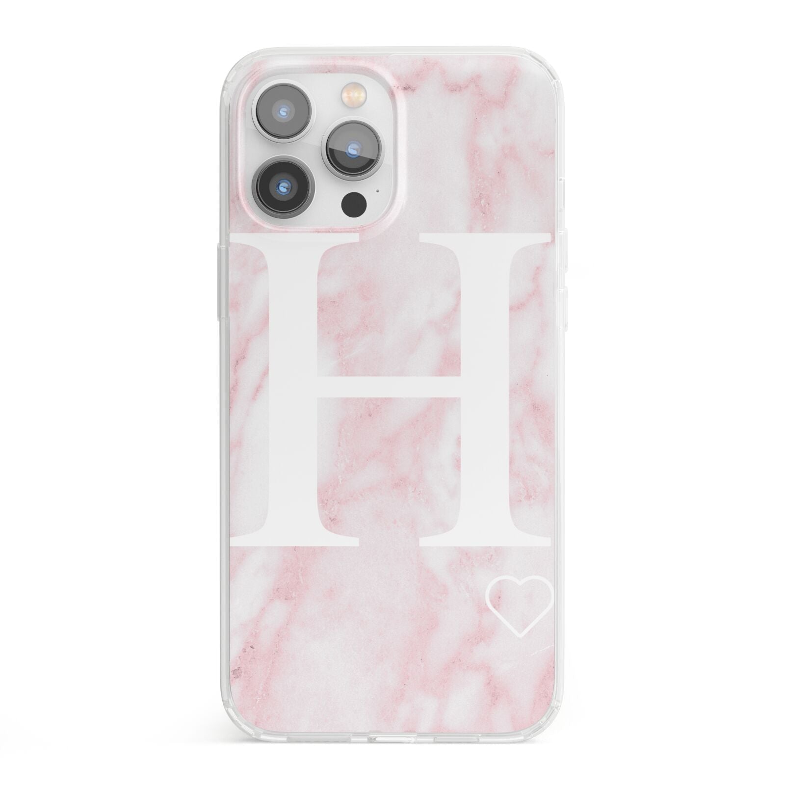 Blush Marble Custom Initial Personalised iPhone 13 Pro Max Clear Bumper Case