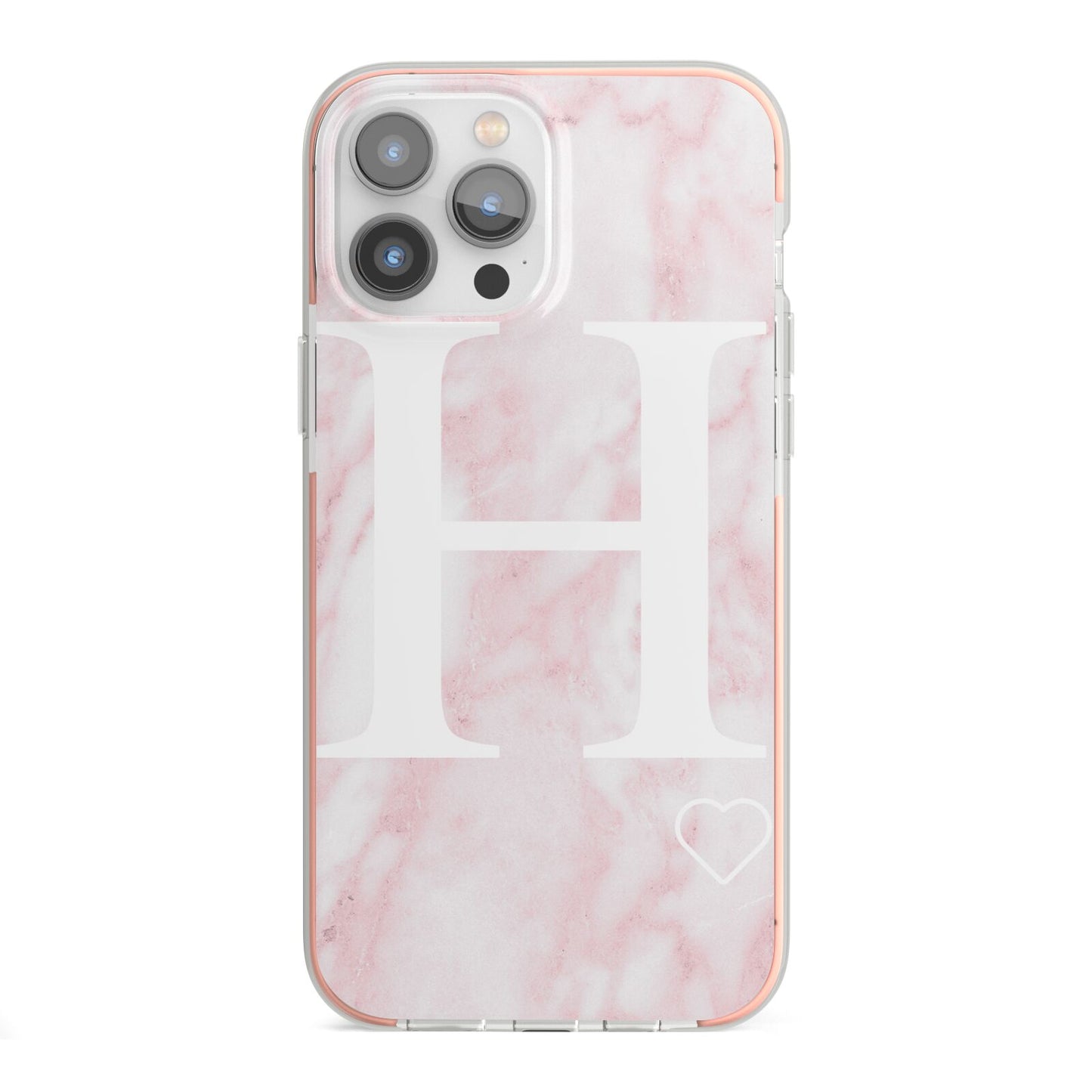 Blush Marble Custom Initial Personalised iPhone 13 Pro Max TPU Impact Case with Pink Edges