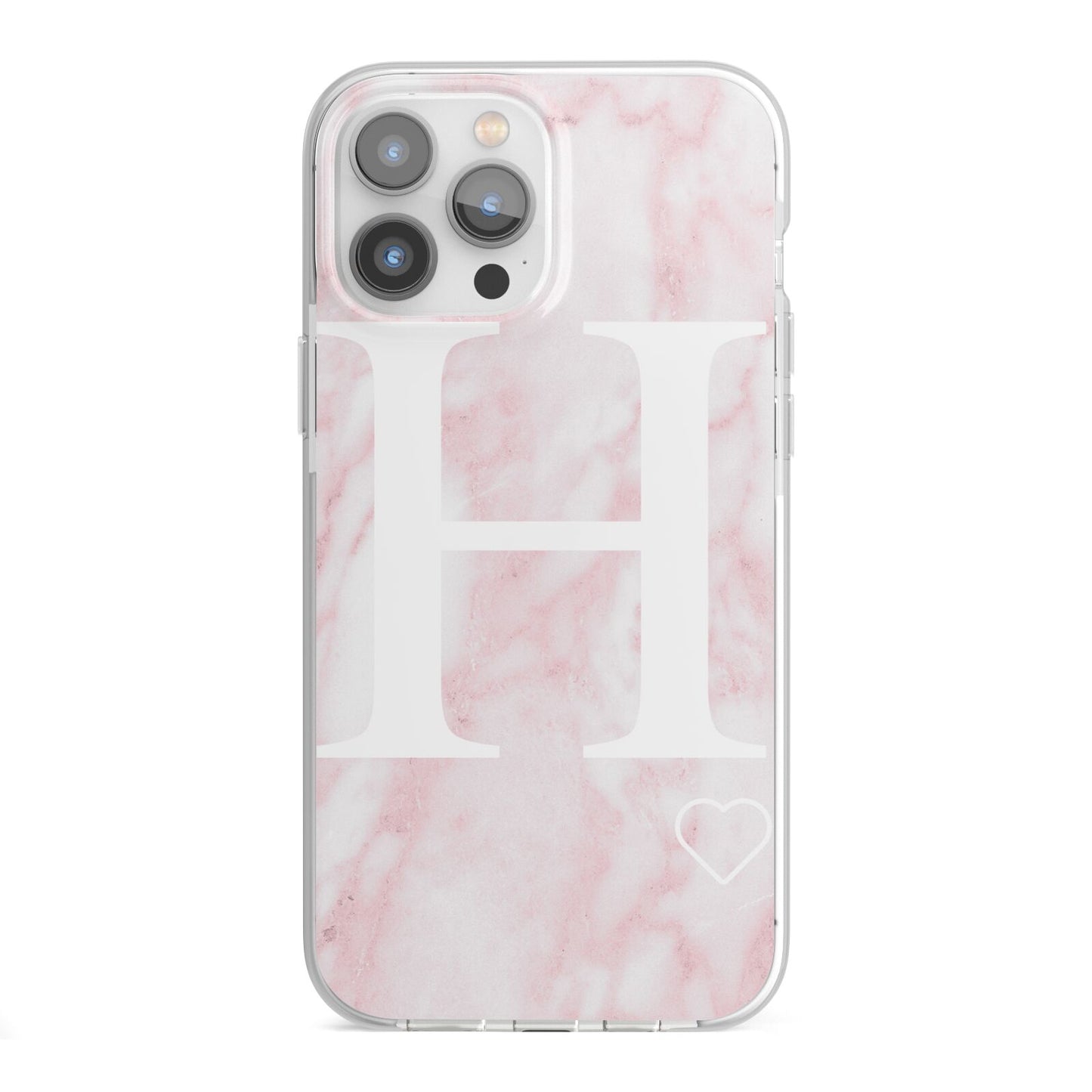 Blush Marble Custom Initial Personalised iPhone 13 Pro Max TPU Impact Case with White Edges