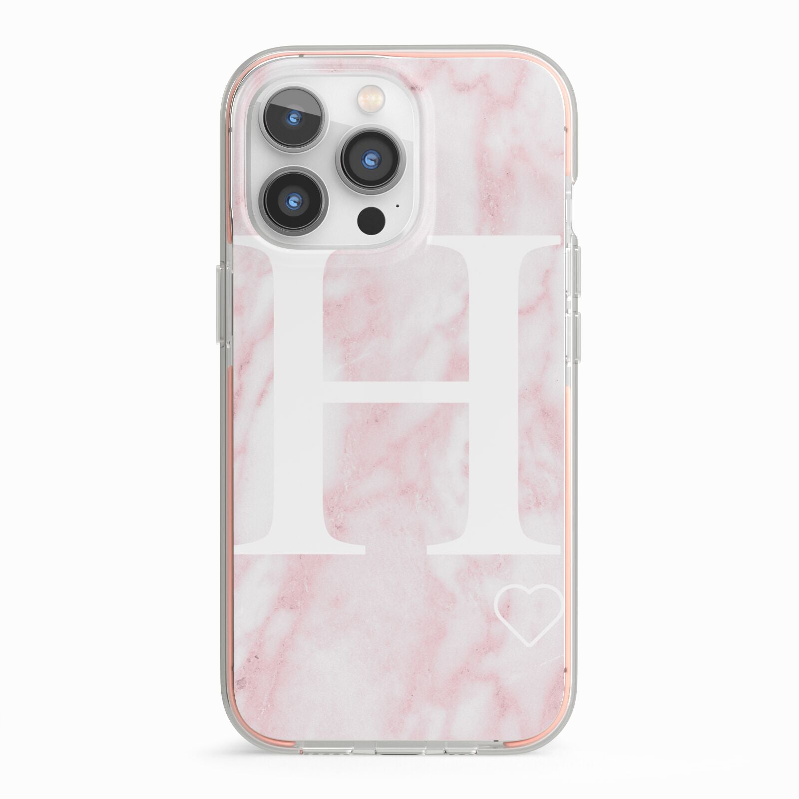 Blush Marble Custom Initial Personalised iPhone 13 Pro TPU Impact Case with Pink Edges