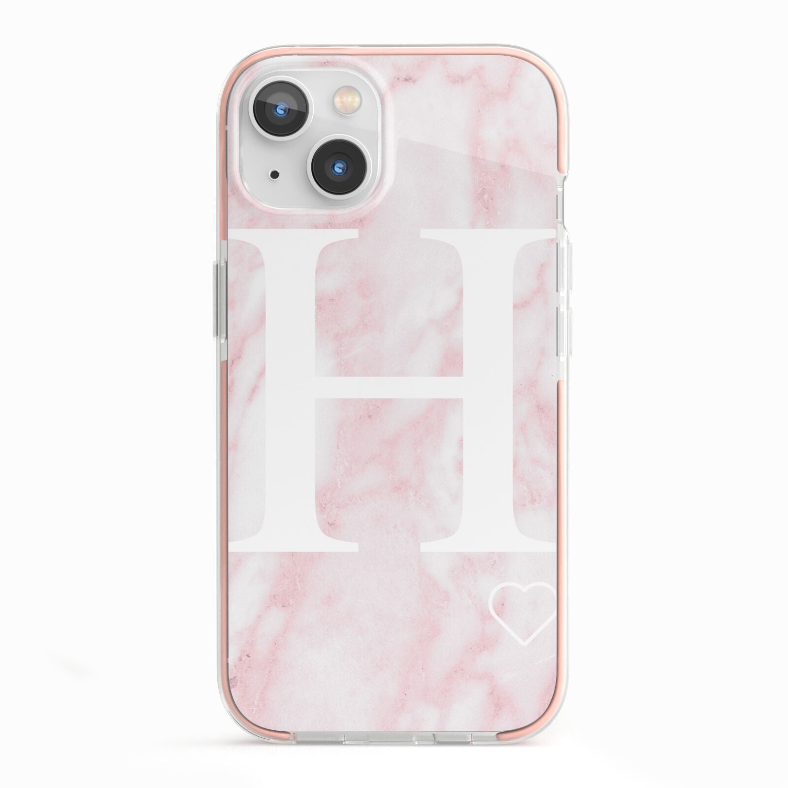 Blush Marble Custom Initial Personalised iPhone 13 TPU Impact Case with Pink Edges