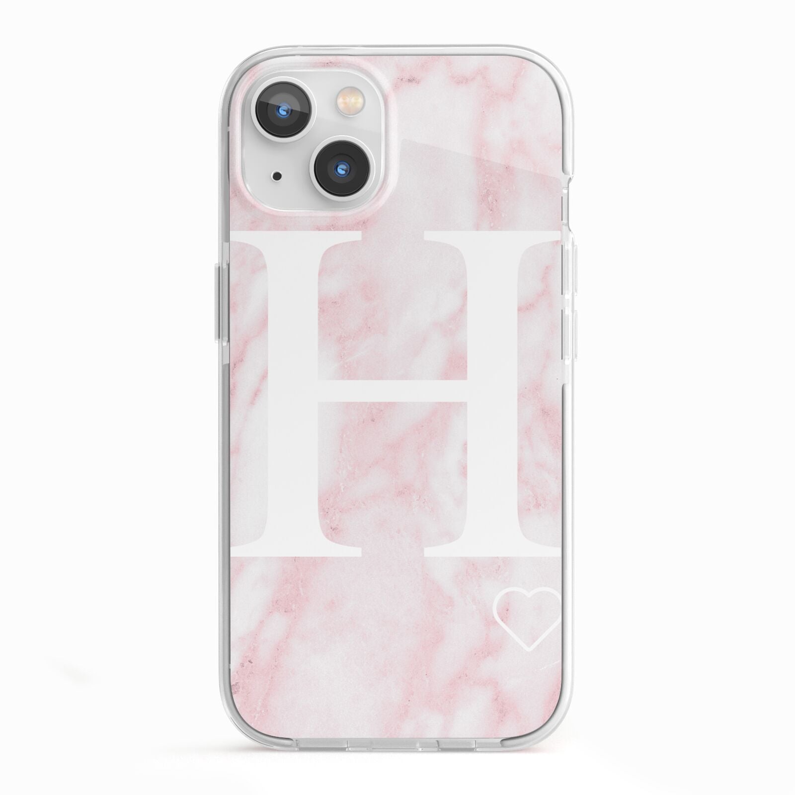 Blush Marble Custom Initial Personalised iPhone 13 TPU Impact Case with White Edges