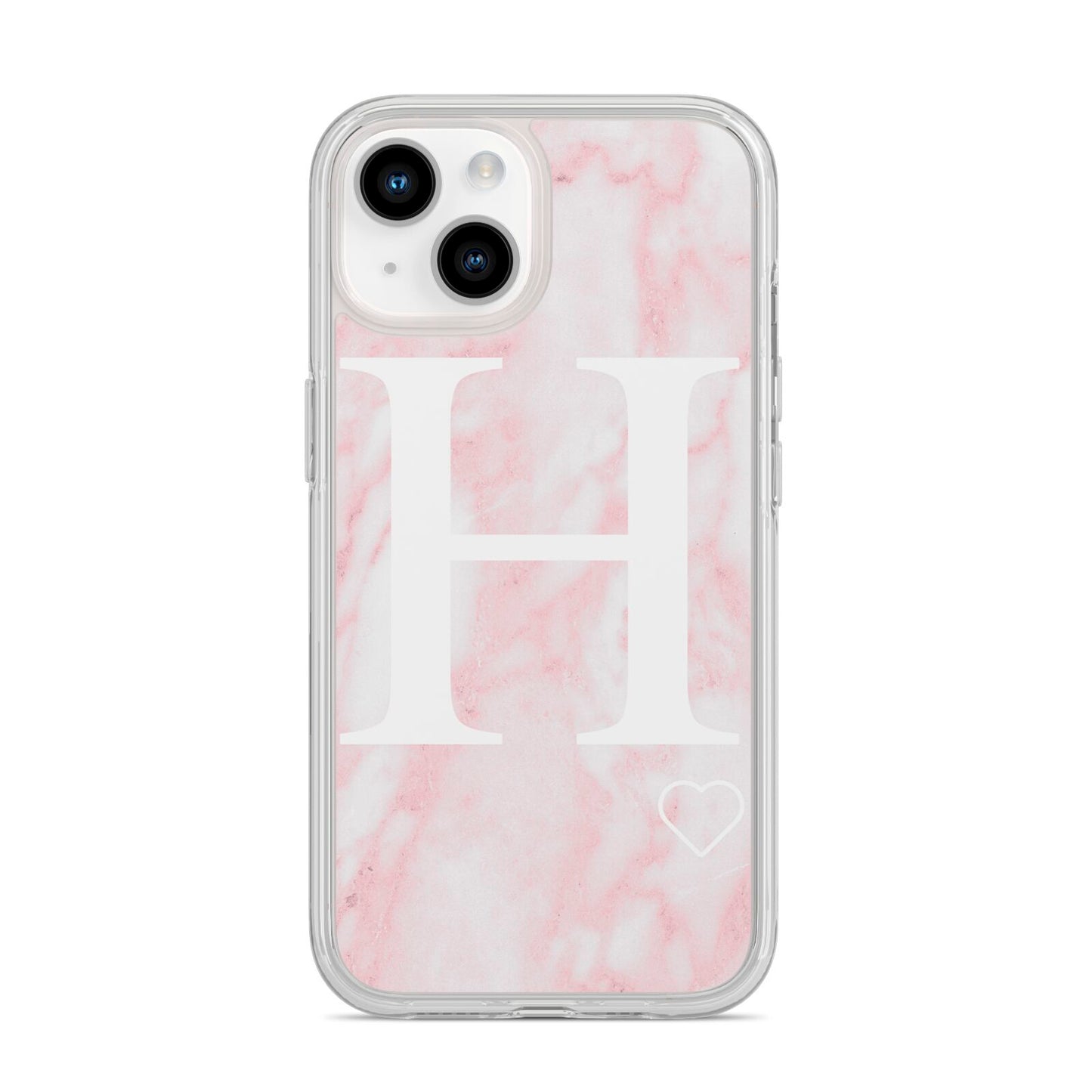 Blush Marble Custom Initial Personalised iPhone 14 Clear Tough Case Starlight