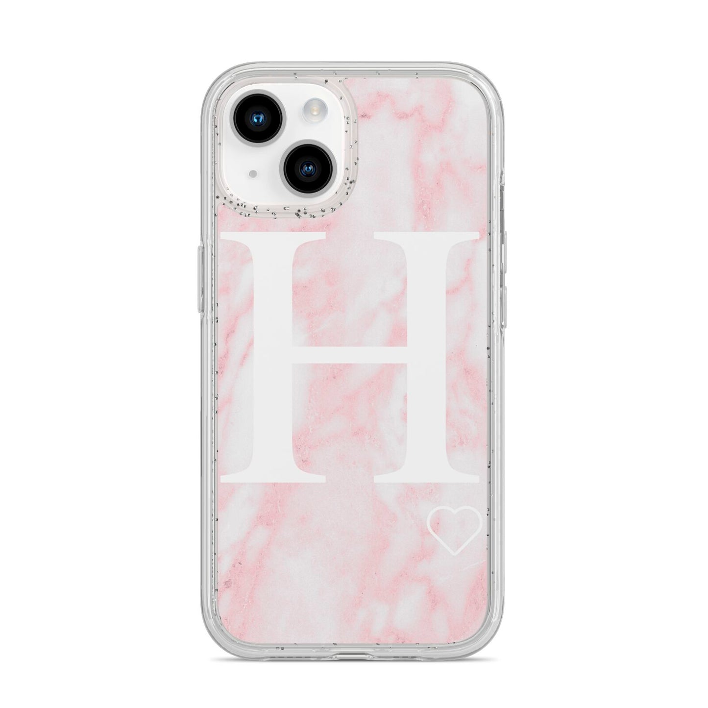 Blush Marble Custom Initial Personalised iPhone 14 Glitter Tough Case Starlight