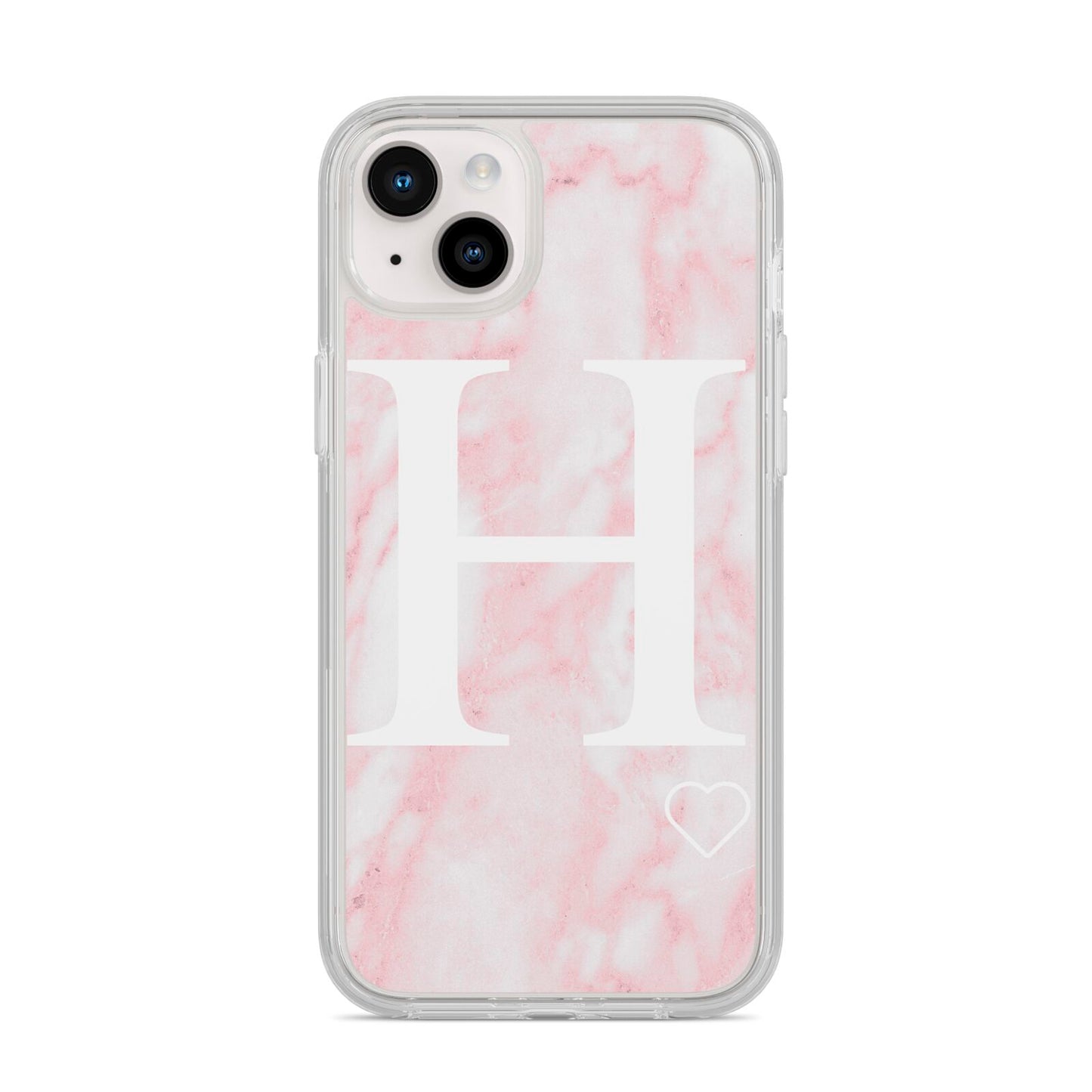 Blush Marble Custom Initial Personalised iPhone 14 Plus Clear Tough Case Starlight