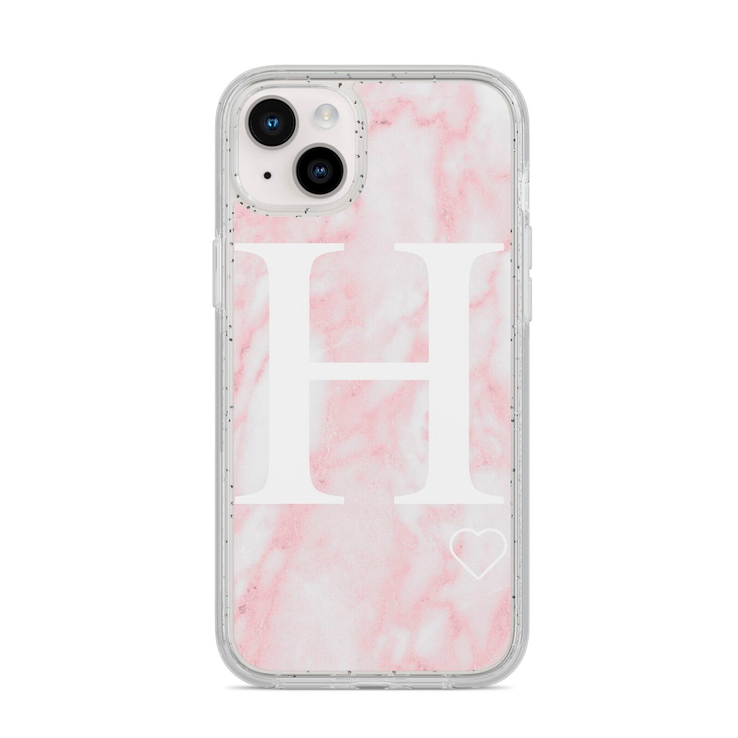 Blush Marble Custom Initial Personalised iPhone 14 Plus Glitter Tough Case Starlight