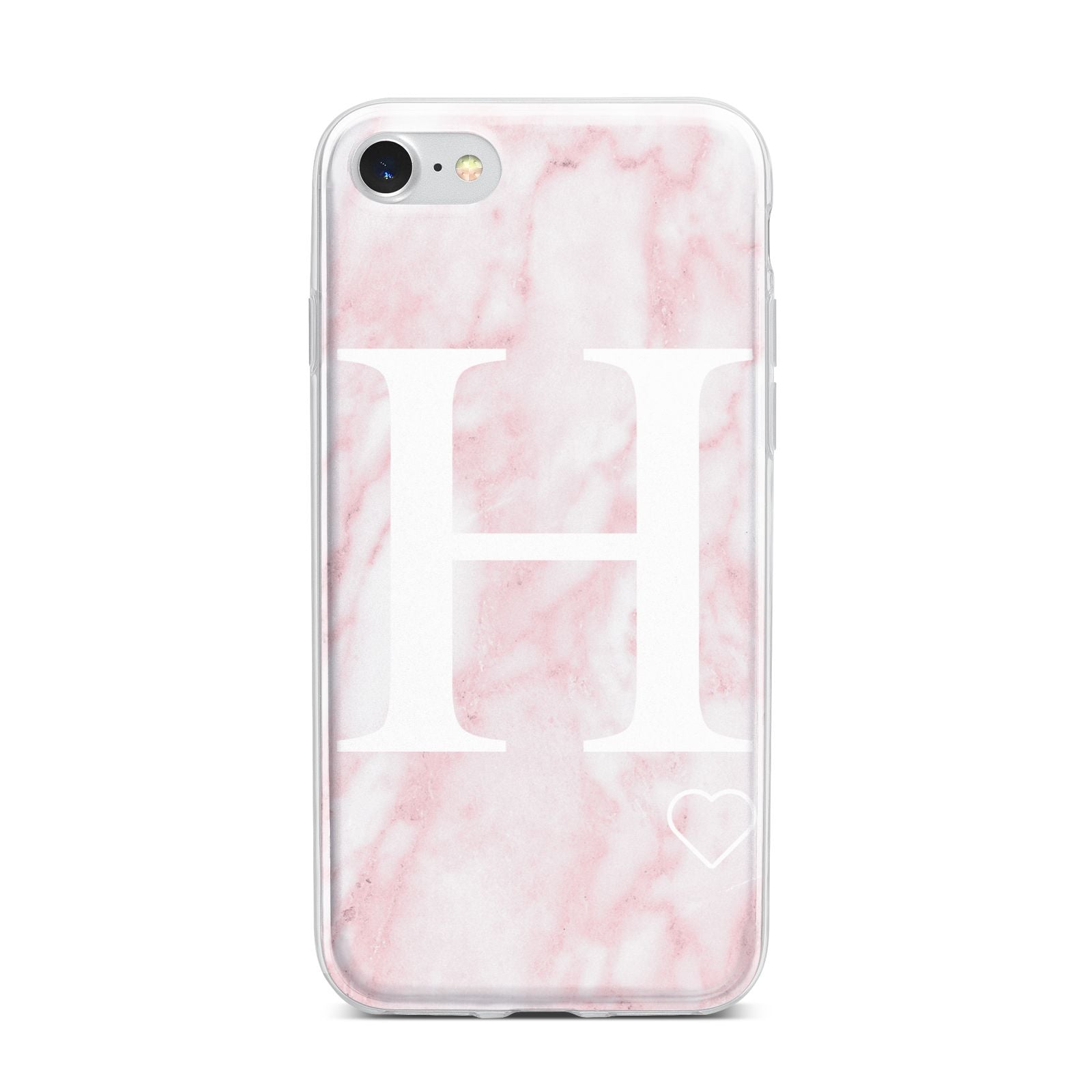 Blush Marble Custom Initial Personalised iPhone 7 Bumper Case on Silver iPhone