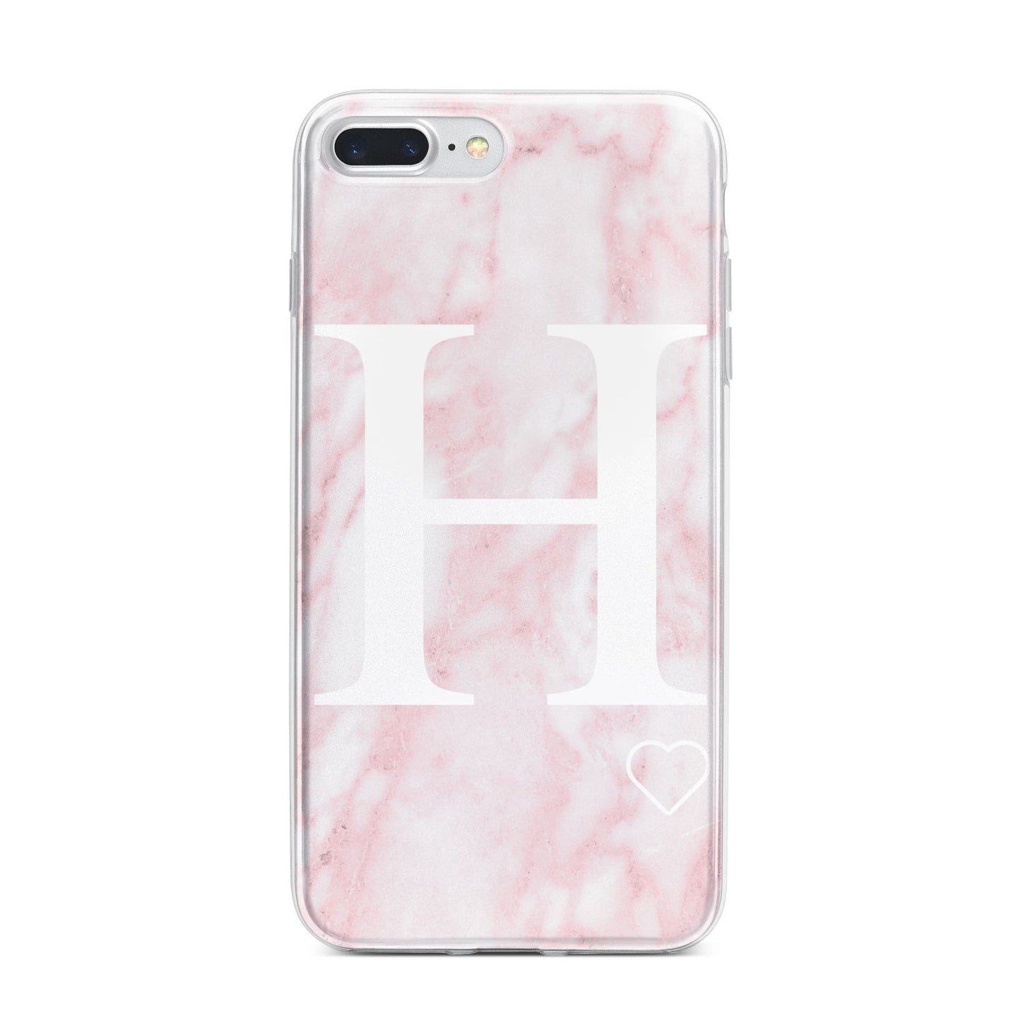 Blush Marble Custom Initial Personalised iPhone 7 Plus Bumper Case on Silver iPhone