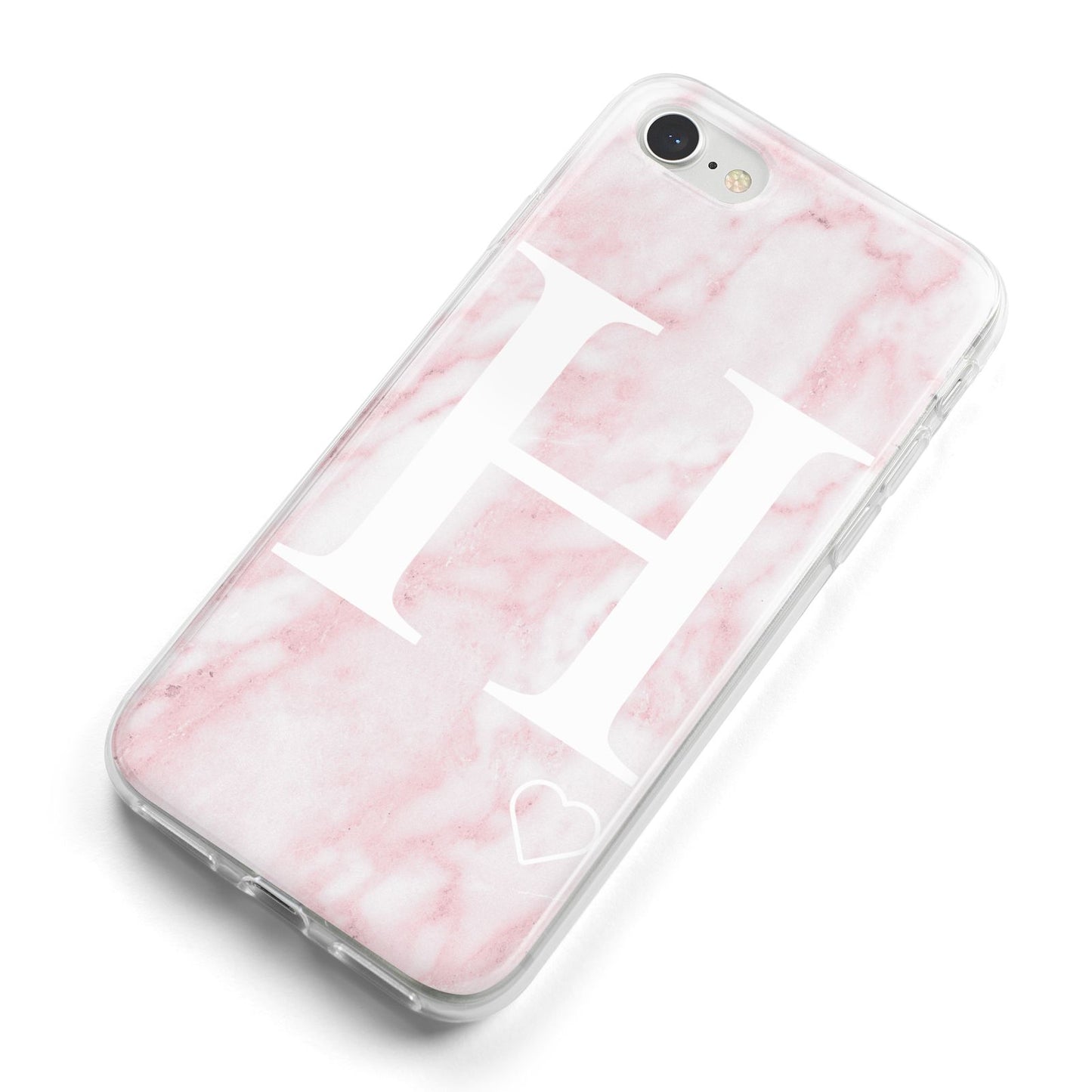 Blush Marble Custom Initial Personalised iPhone 8 Bumper Case on Silver iPhone Alternative Image