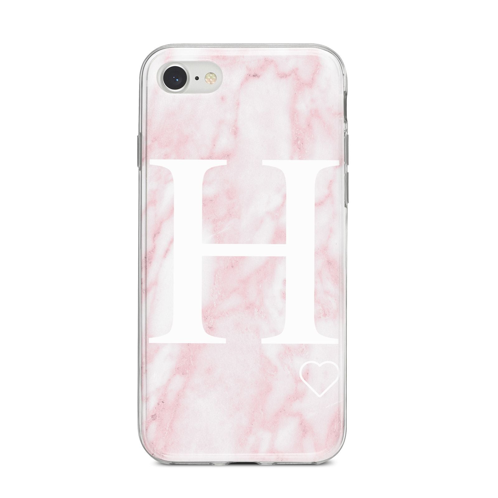 Blush Marble Custom Initial Personalised iPhone 8 Bumper Case on Silver iPhone