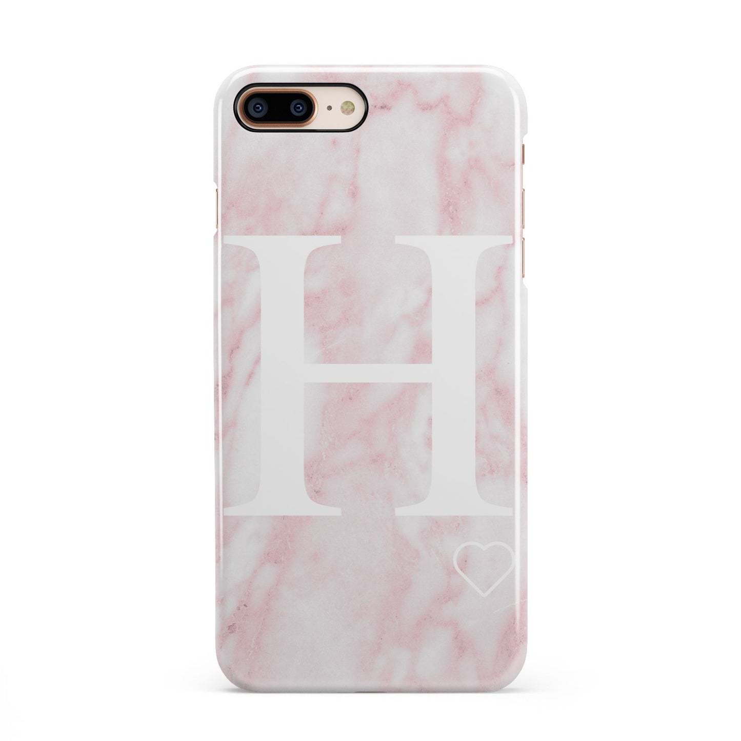 Blush Marble Custom Initial Personalised iPhone 8 Plus 3D Snap Case on Gold Phone