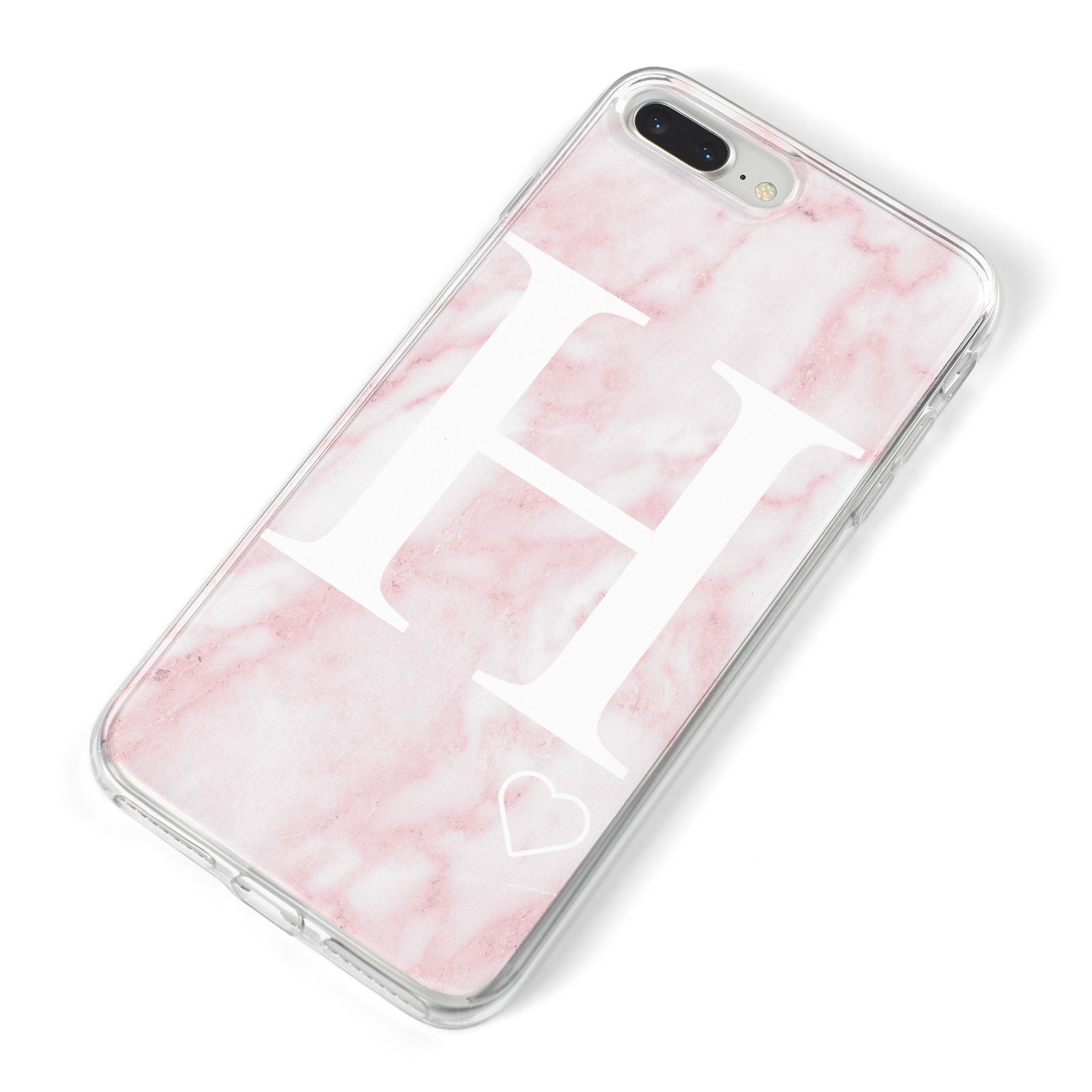 Blush Marble Custom Initial Personalised iPhone 8 Plus Bumper Case on Silver iPhone Alternative Image