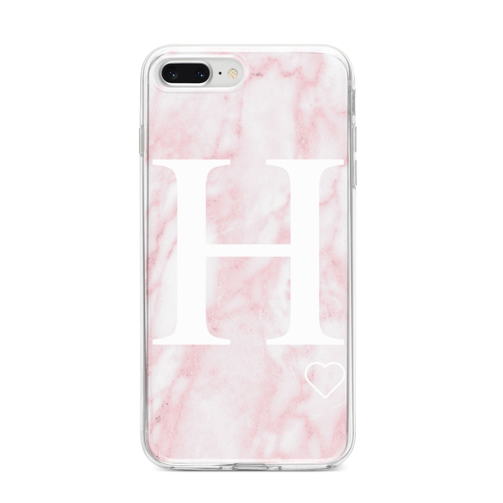 Blush Marble Custom Initial Personalised iPhone 8 Plus Bumper Case on Silver iPhone