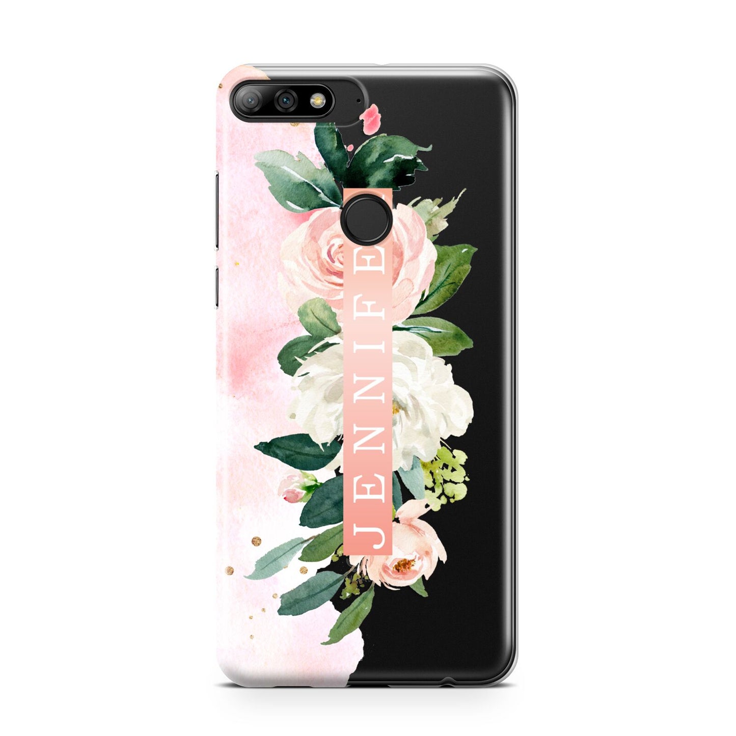 Blush Pink Personalised Name Floral Huawei Y7 2018