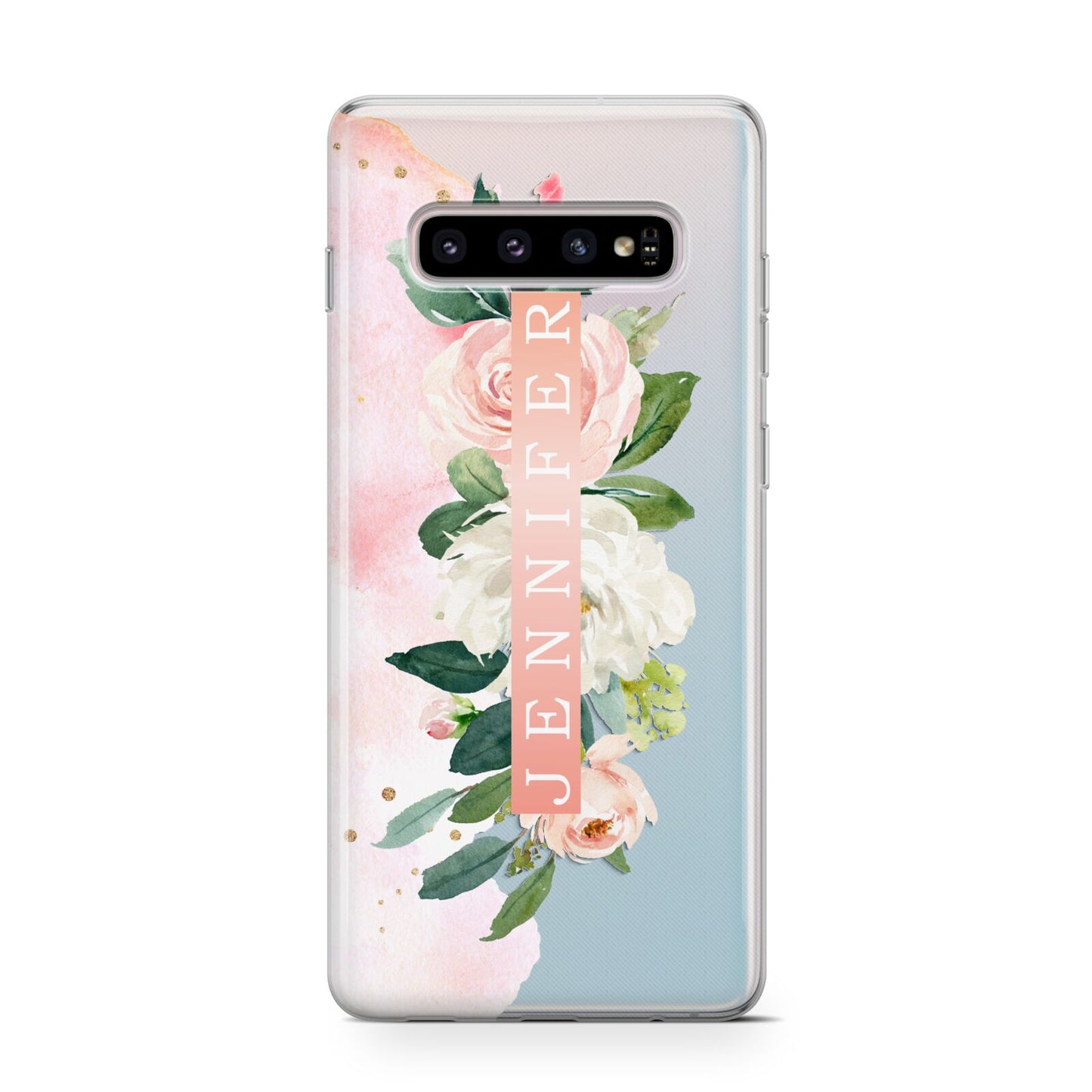 Blush Pink Personalised Name Floral Protective Samsung Galaxy Case