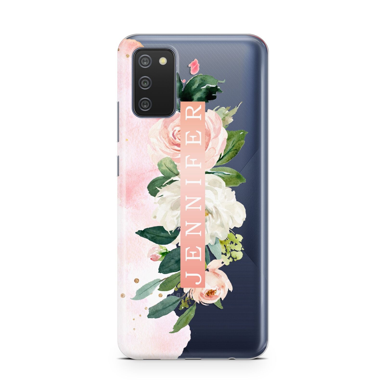 Blush Pink Personalised Name Floral Samsung A02s Case