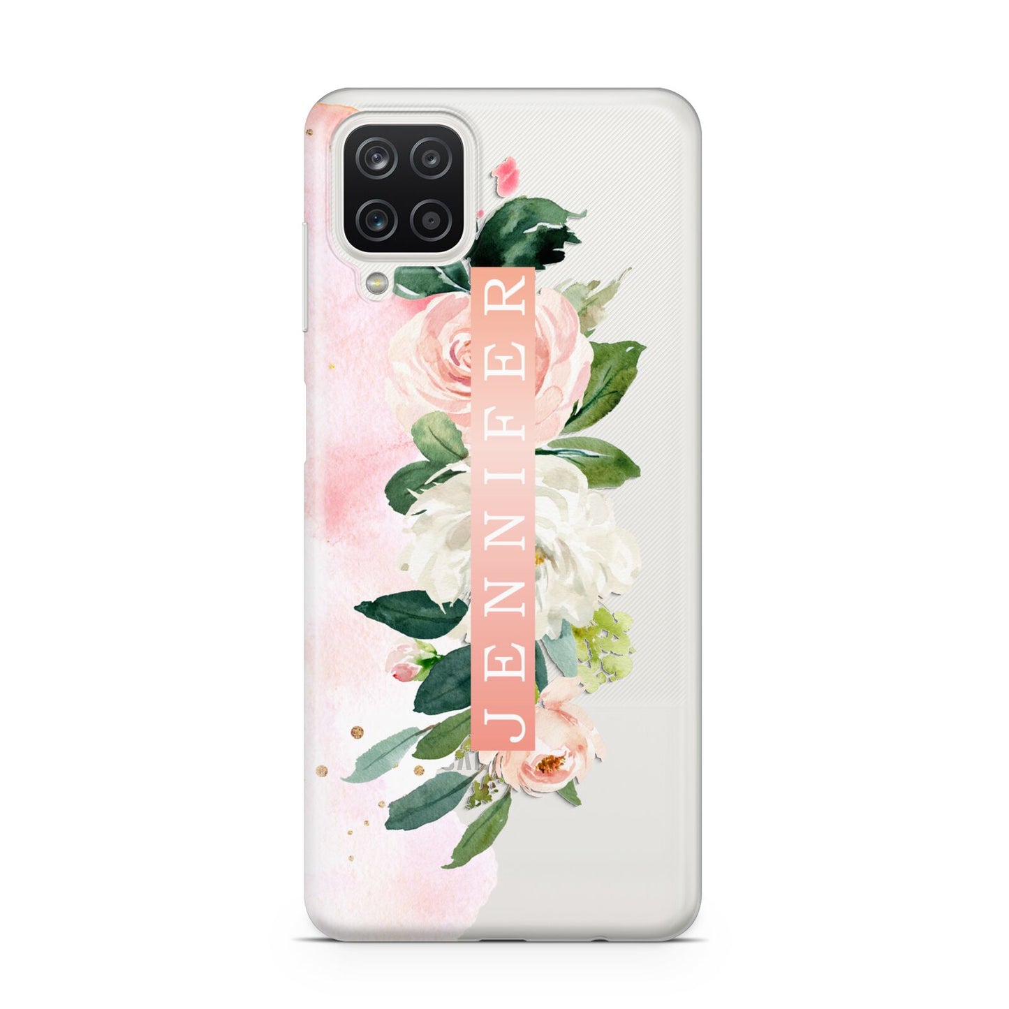 Blush Pink Personalised Name Floral Samsung A12 Case