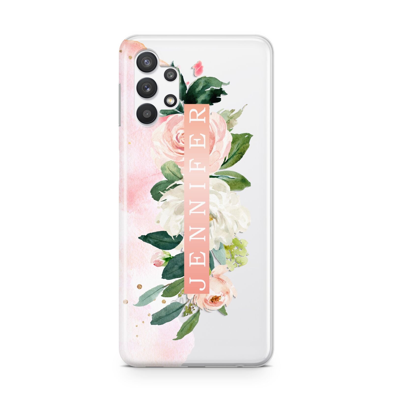 Blush Pink Personalised Name Floral Samsung A32 5G Case