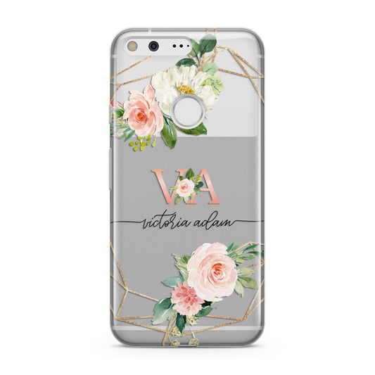 Blush Pink Rose Floral Personalised Google Pixel Case