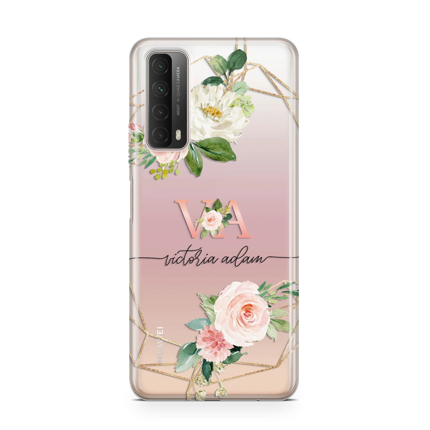 Blush Pink Rose Floral Personalised Huawei P Smart 2021