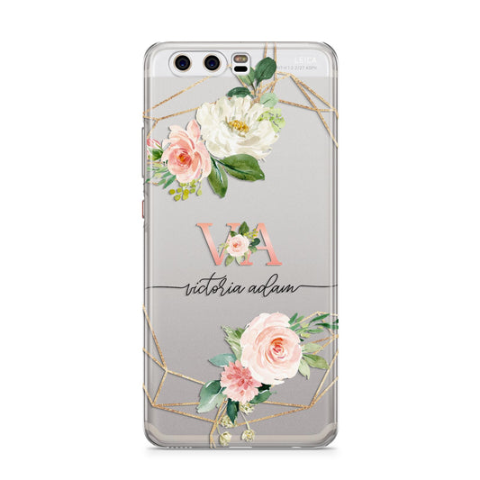 Blush Pink Rose Floral Personalised Huawei P10 Phone Case