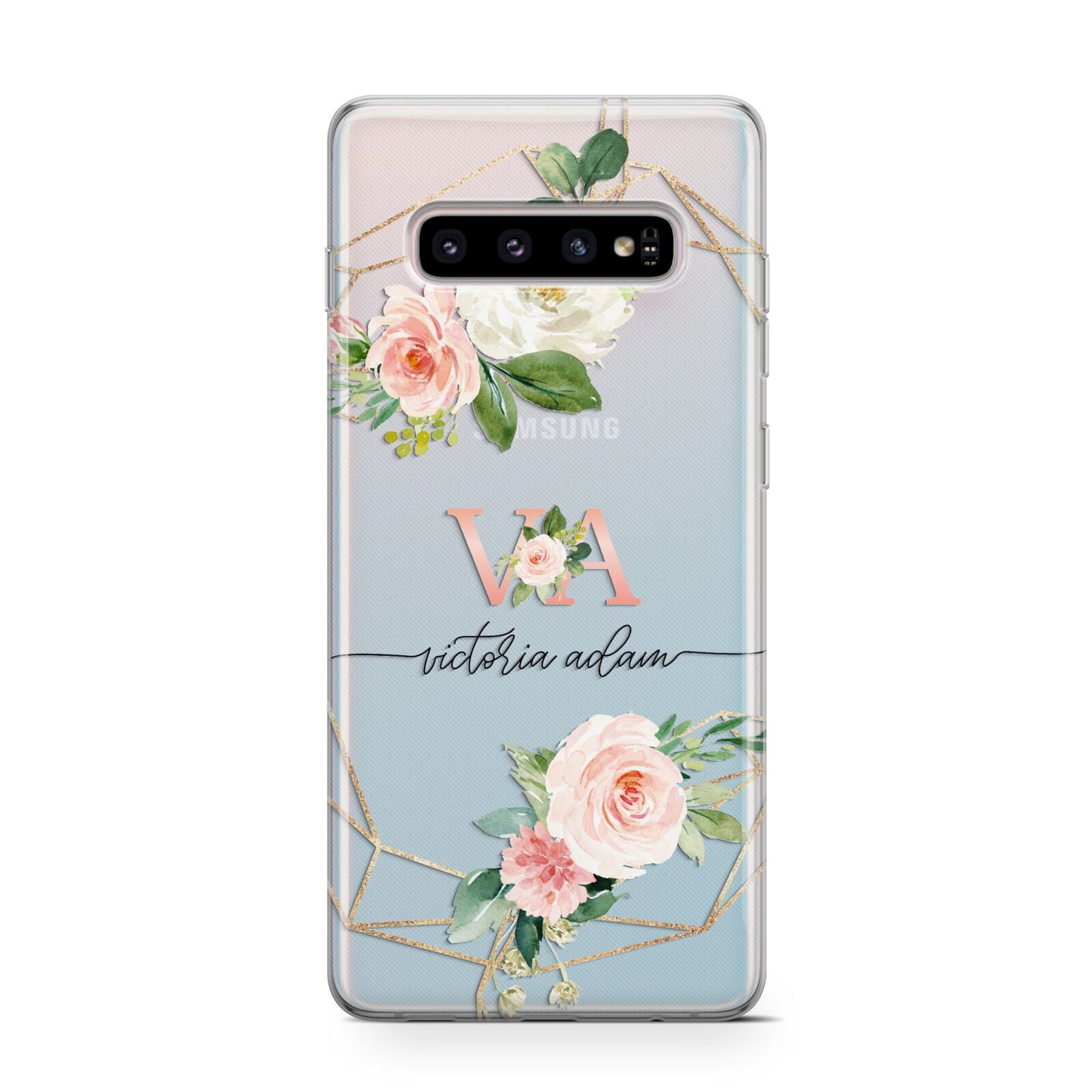 Blush Pink Rose Floral Personalised Protective Samsung Galaxy Case