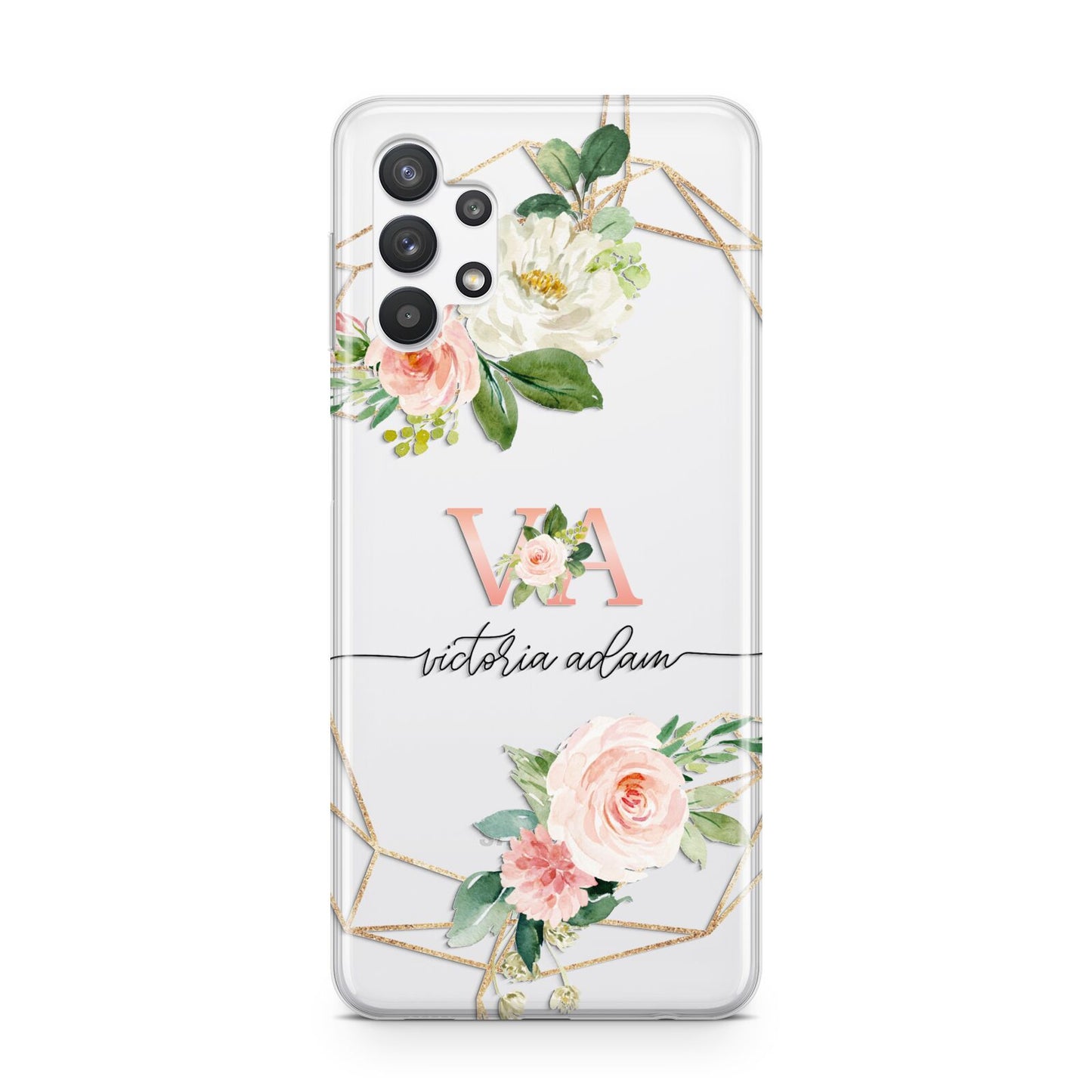 Blush Pink Rose Floral Personalised Samsung A32 5G Case